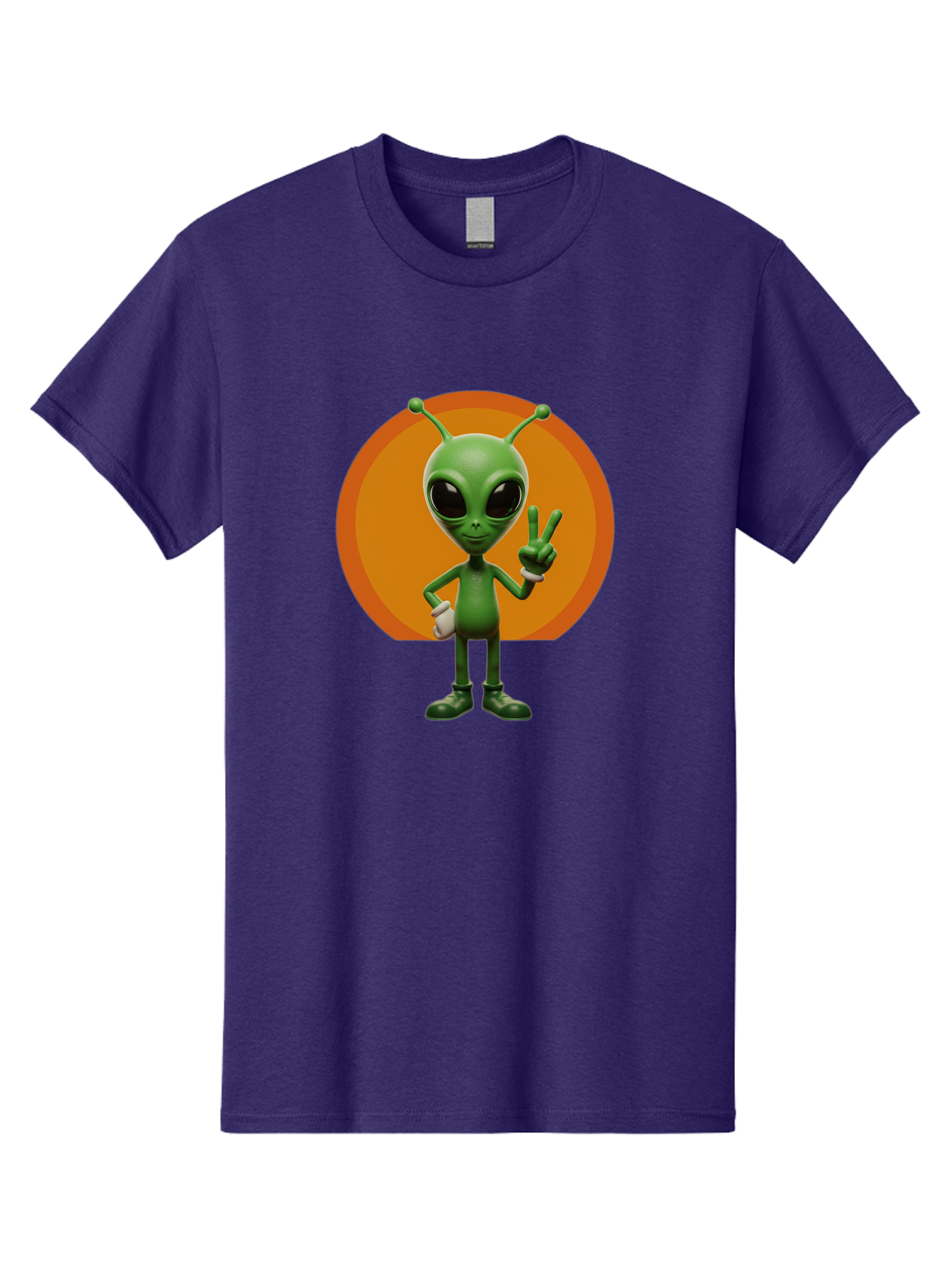 Alien-Peace-Sign Men'S Graphic Tee, 100% Cotton, Comfortable Casual Summer Wear, Machine Washable, Alien Character, Peace Sign, Green Alien, Cartoon Style, Friendly Gesture, Large Eyes, Antennae, Fun Illustration, Cosmic Being Bab633 9