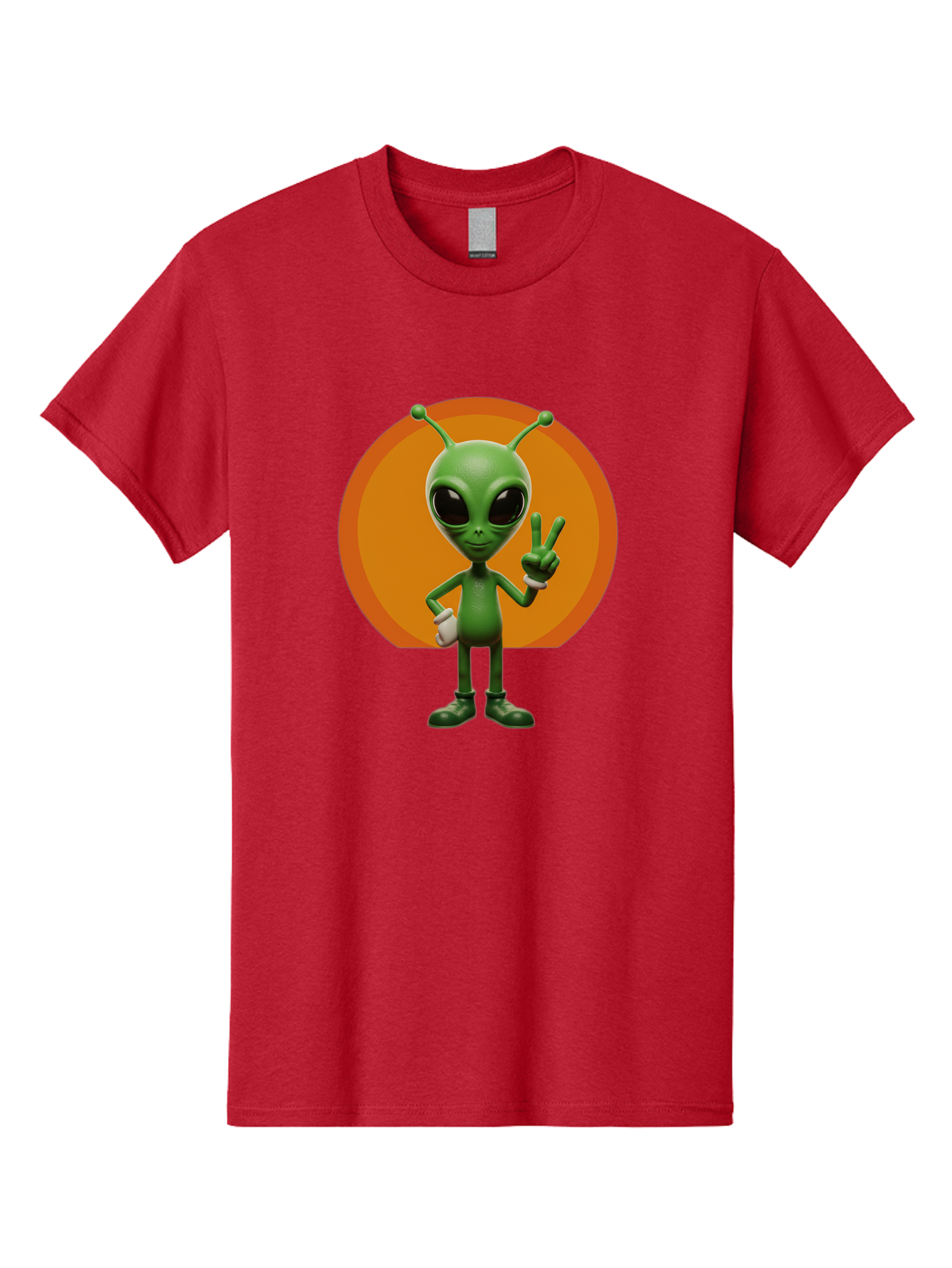 Alien-Peace-Sign Men'S Graphic Tee, 100% Cotton, Comfortable Casual Summer Wear, Machine Washable, Alien Character, Peace Sign, Green Alien, Cartoon Style, Friendly Gesture, Large Eyes, Antennae, Fun Illustration, Cosmic Being Bab633 12
