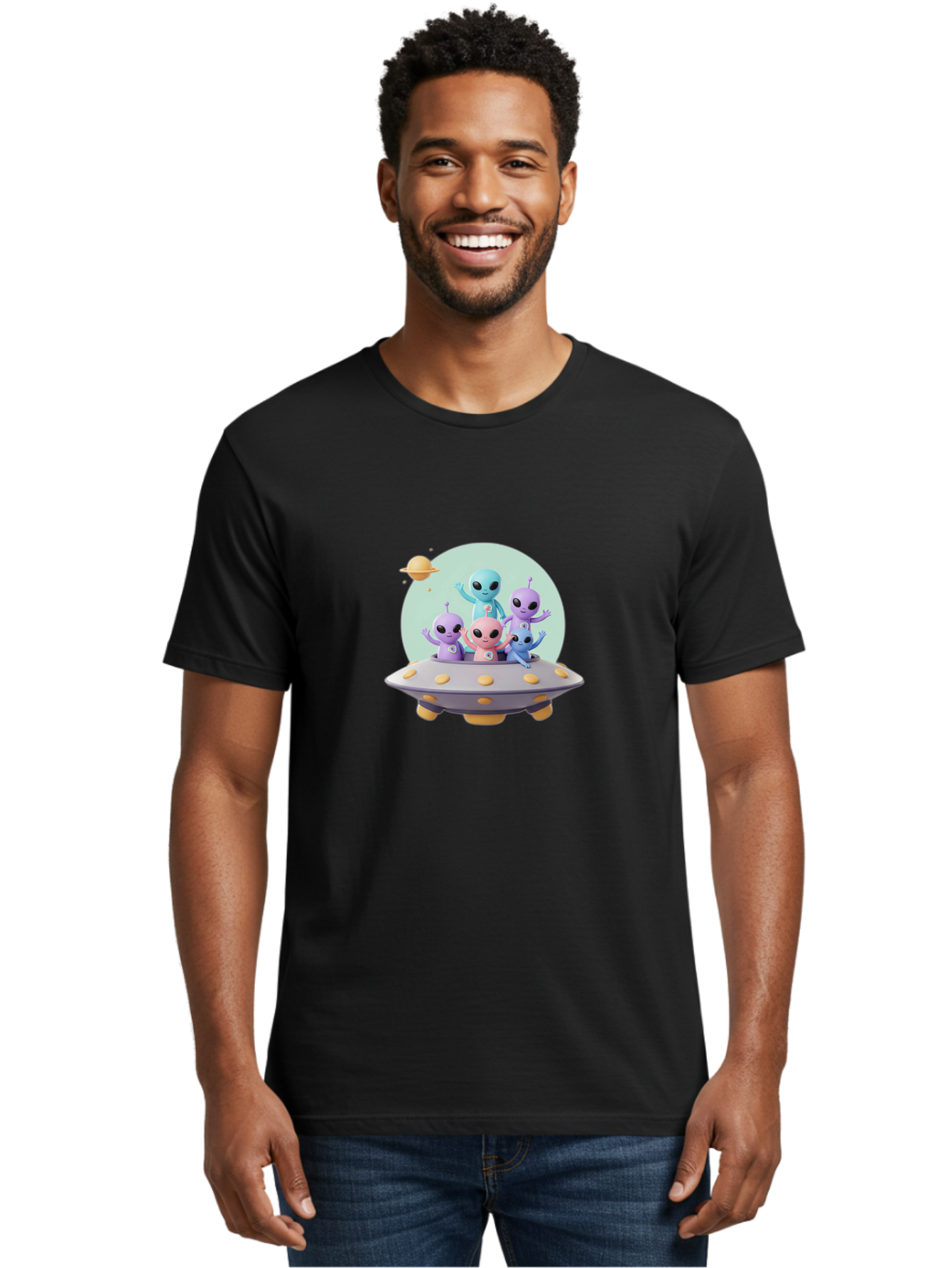 Aliens-In-Ufo Men'S Graphic Tee, 100% Cotton, Comfortable Casual Summer Wear, Machine Washable, Aliens In Ufo, Cartoon Characters, Science Fiction, Extraterrestrial Life, Ufo Sighting, Alien Invasion, Space Travel, Fantastical Creatures, Bab637 24