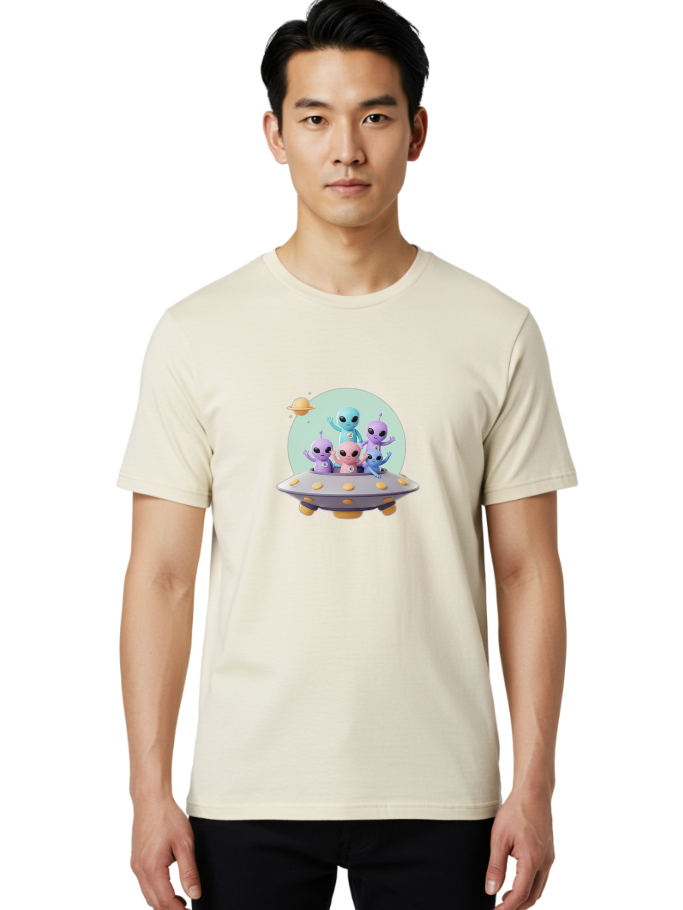 Aliens-In-Ufo Men'S Graphic Tee, 100% Cotton, Comfortable Casual Summer Wear, Machine Washable, Aliens In Ufo, Cartoon Characters, Science Fiction, Extraterrestrial Life, Ufo Sighting, Alien Invasion, Space Travel, Fantastical Creatures, Bab637 28