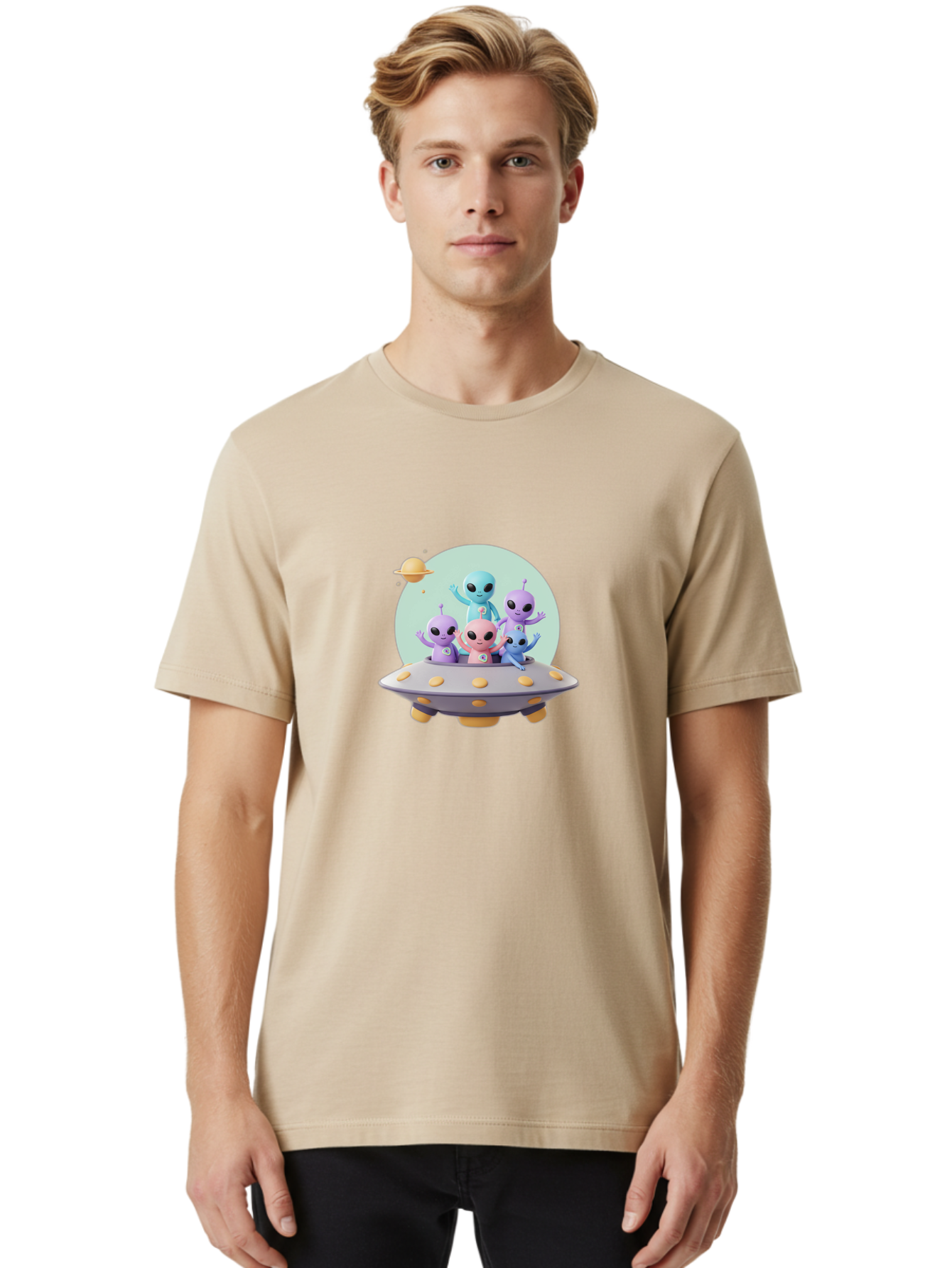 Aliens-In-Ufo Men'S Graphic Tee, 100% Cotton, Comfortable Casual Summer Wear, Machine Washable, Aliens In Ufo, Cartoon Characters, Science Fiction, Extraterrestrial Life, Ufo Sighting, Alien Invasion, Space Travel, Fantastical Creatures, Bab637 29