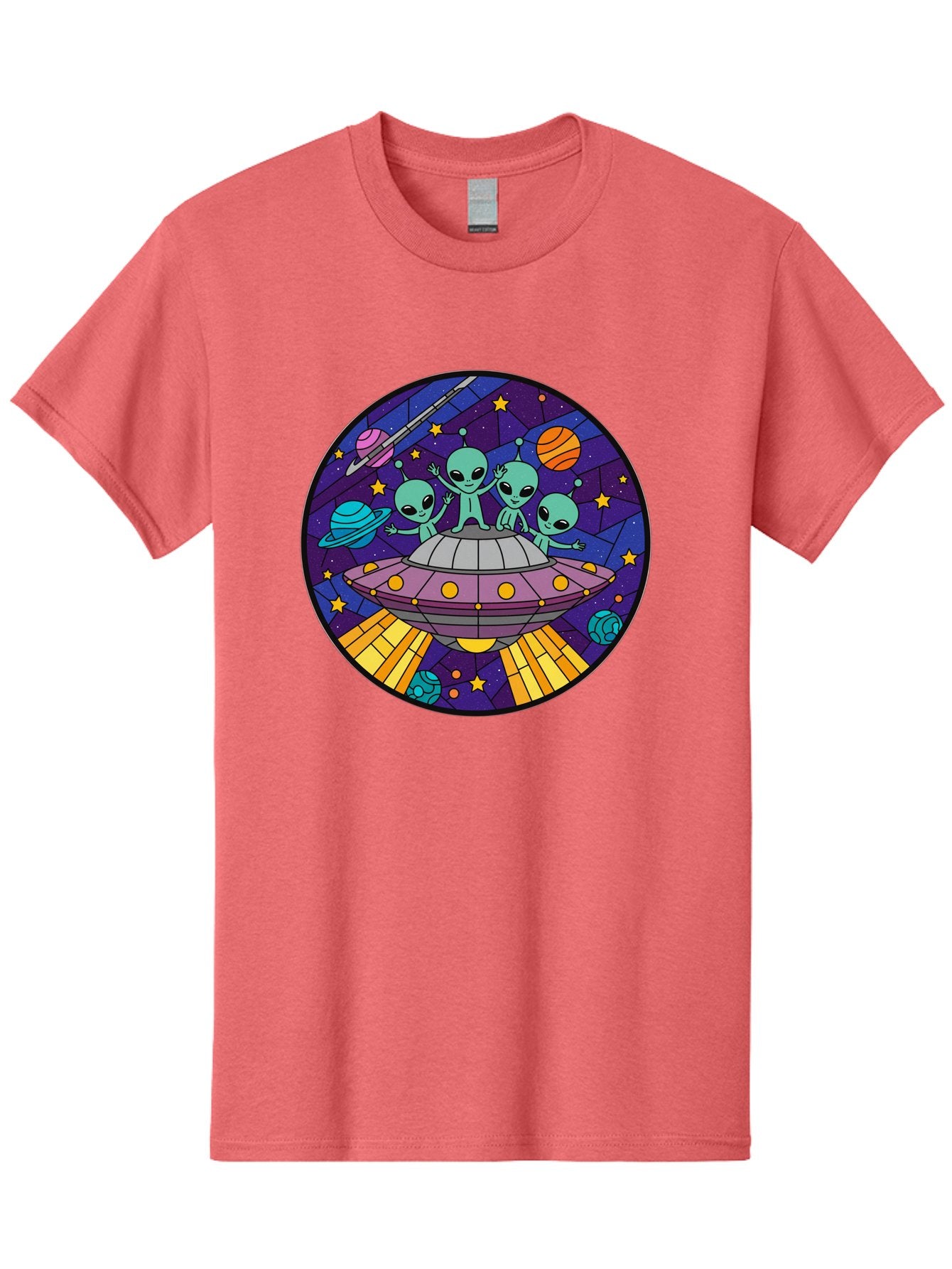 Aliens-On-Ufo-1 Men'S Graphic Tee, 100% Cotton, Comfortable Casual Summer Wear, Machine Washable, Aliens On A Spaceship, Cartoon Aliens, Ufo Sighting, Extraterrestrial Life, Space Travel, Planetary Exploration, Intergalactic Adventure, Bab639 9