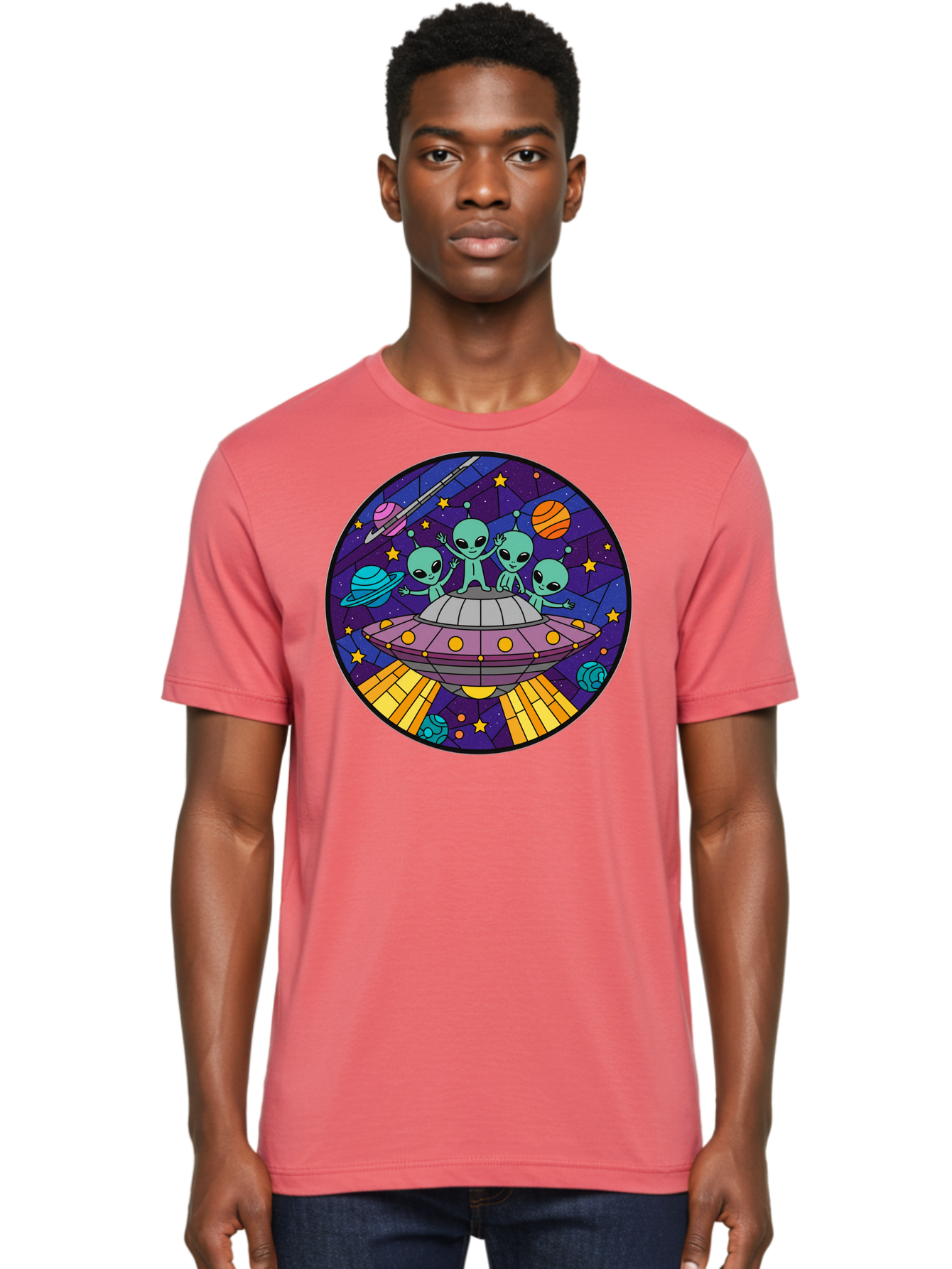 Aliens-On-Ufo-1 Men'S Graphic Tee, 100% Cotton, Comfortable Casual Summer Wear, Machine Washable, Aliens On A Spaceship, Cartoon Aliens, Ufo Sighting, Extraterrestrial Life, Space Travel, Planetary Exploration, Intergalactic Adventure, Bab639 20