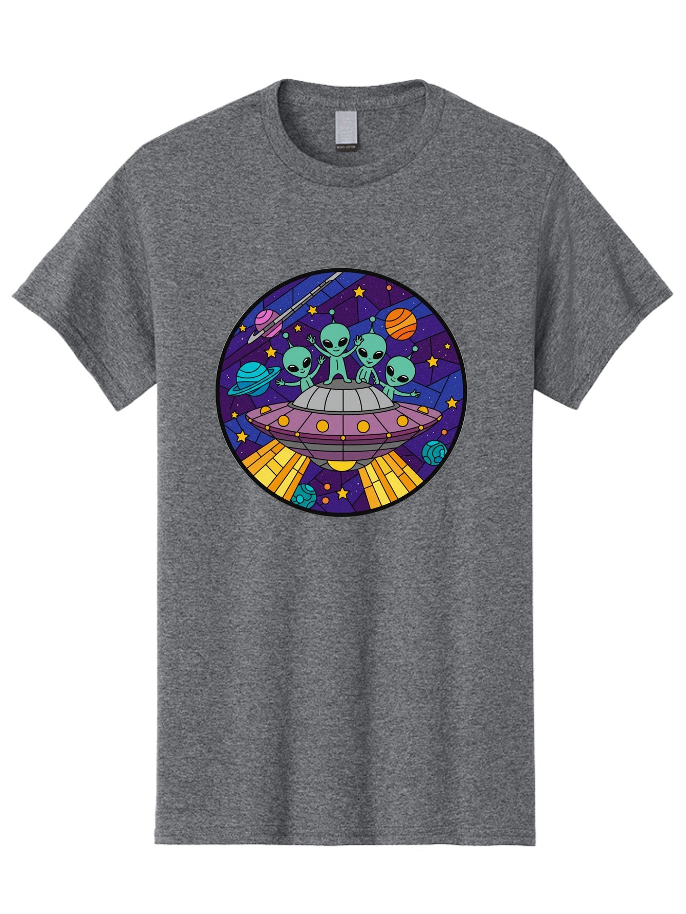 Aliens-On-Ufo-1 Men'S Graphic Tee, 100% Cotton, Comfortable Casual Summer Wear, Machine Washable, Aliens On A Spaceship, Cartoon Aliens, Ufo Sighting, Extraterrestrial Life, Space Travel, Planetary Exploration, Intergalactic Adventure, Bab639 10