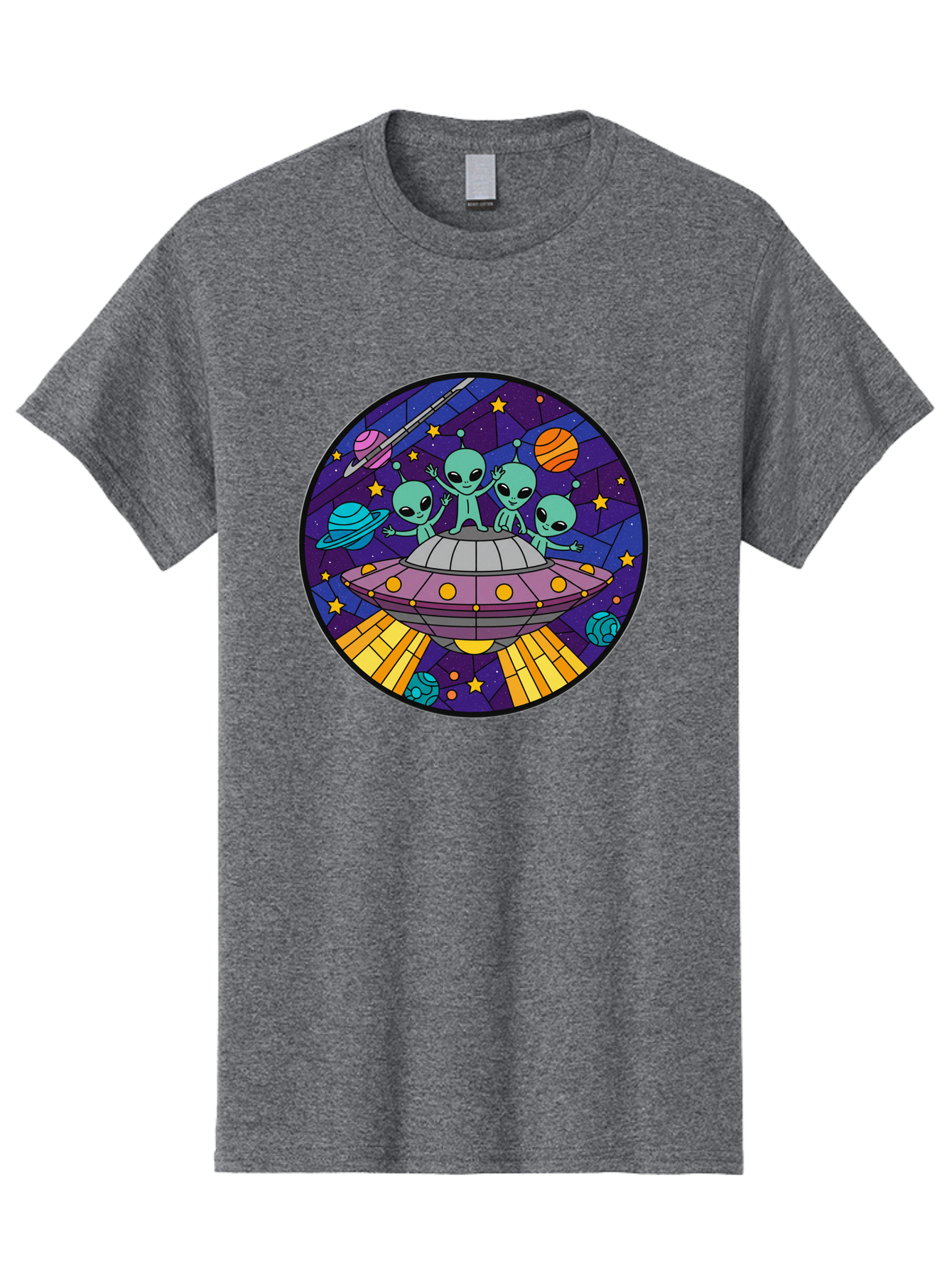 Aliens-On-Ufo-1 Men'S Graphic Tee, 100% Cotton, Comfortable Casual Summer Wear, Machine Washable, Aliens On A Spaceship, Cartoon Aliens, Ufo Sighting, Extraterrestrial Life, Space Travel, Planetary Exploration, Intergalactic Adventure, Bab639 14