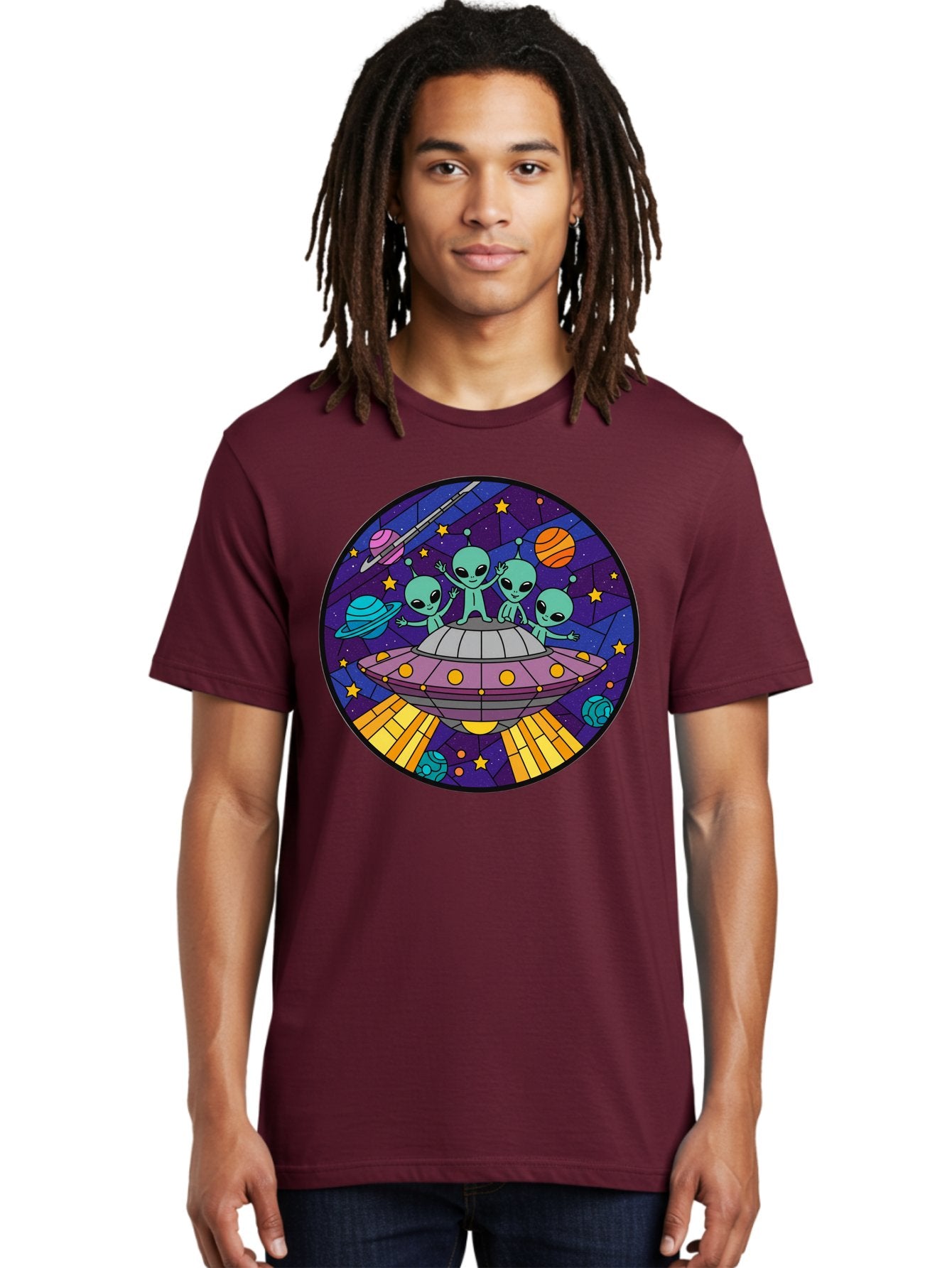 Aliens-On-Ufo-1 Men'S Graphic Tee, 100% Cotton, Comfortable Casual Summer Wear, Machine Washable, Aliens On A Spaceship, Cartoon Aliens, Ufo Sighting, Extraterrestrial Life, Space Travel, Planetary Exploration, Intergalactic Adventure, Bab639 16