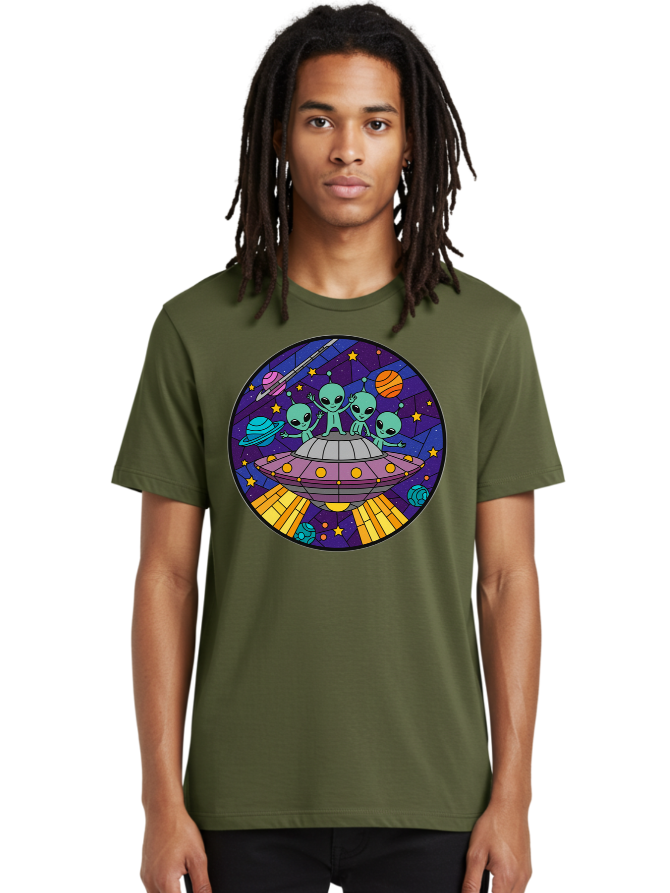 Aliens-On-Ufo-1 Men'S Graphic Tee, 100% Cotton, Comfortable Casual Summer Wear, Machine Washable, Aliens On A Spaceship, Cartoon Aliens, Ufo Sighting, Extraterrestrial Life, Space Travel, Planetary Exploration, Intergalactic Adventure, Bab639 30