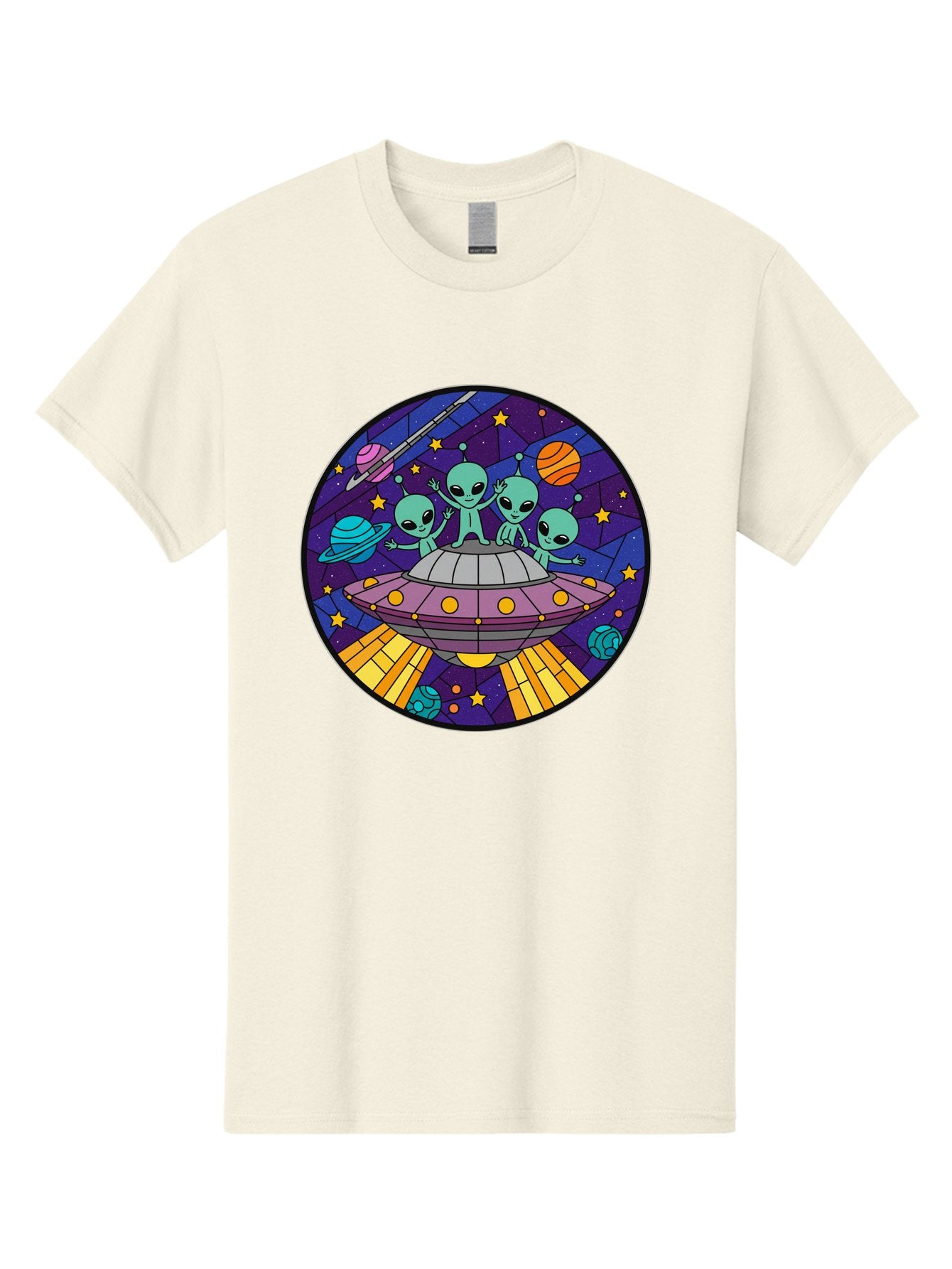 Aliens-On-Ufo-1 Men'S Graphic Tee, 100% Cotton, Comfortable Casual Summer Wear, Machine Washable, Aliens On A Spaceship, Cartoon Aliens, Ufo Sighting, Extraterrestrial Life, Space Travel, Planetary Exploration, Intergalactic Adventure, Bab639 8