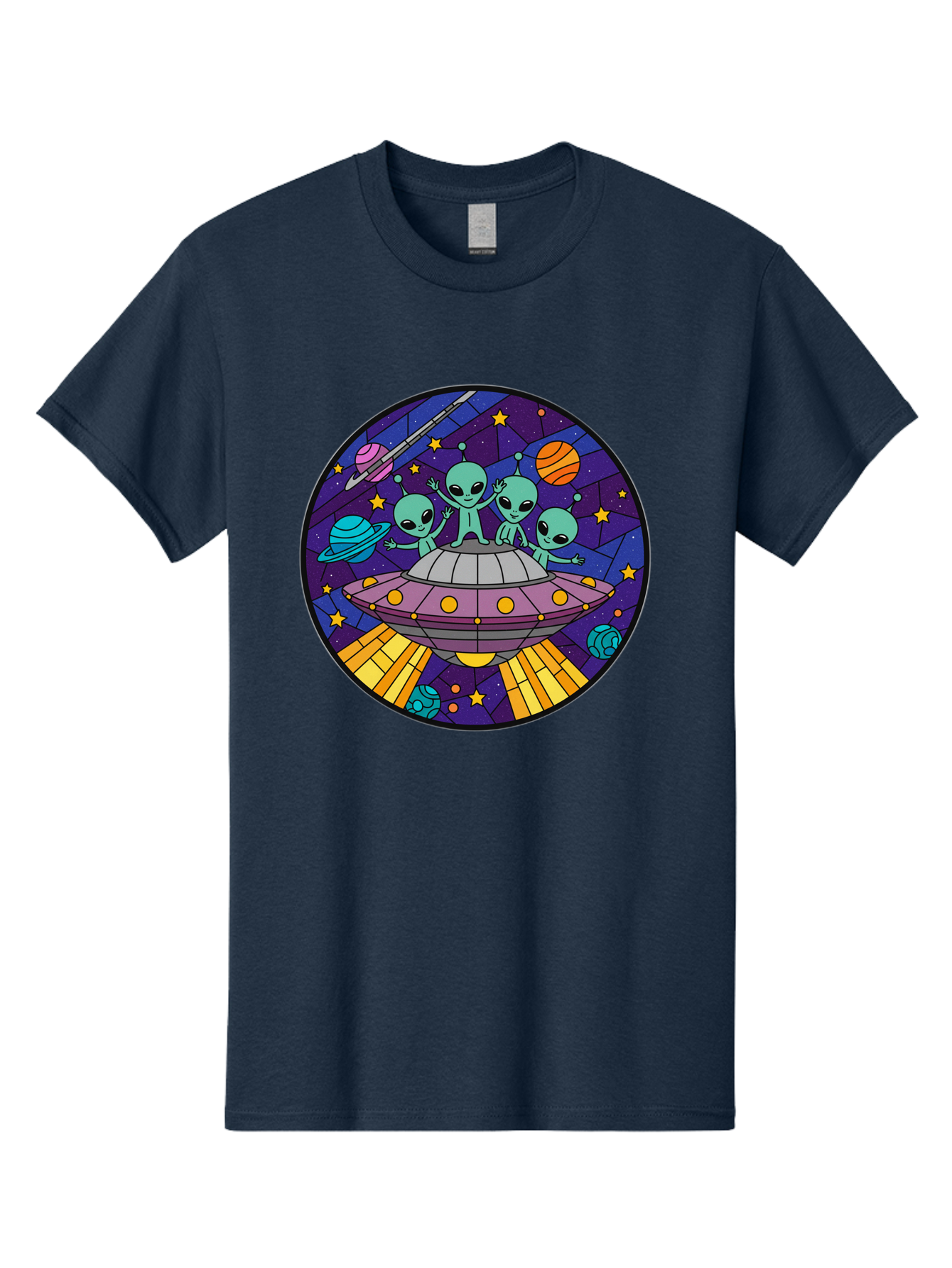 Aliens-On-Ufo-1 Men'S Graphic Tee, 100% Cotton, Comfortable Casual Summer Wear, Machine Washable, Aliens On A Spaceship, Cartoon Aliens, Ufo Sighting, Extraterrestrial Life, Space Travel, Planetary Exploration, Intergalactic Adventure, Bab639 8