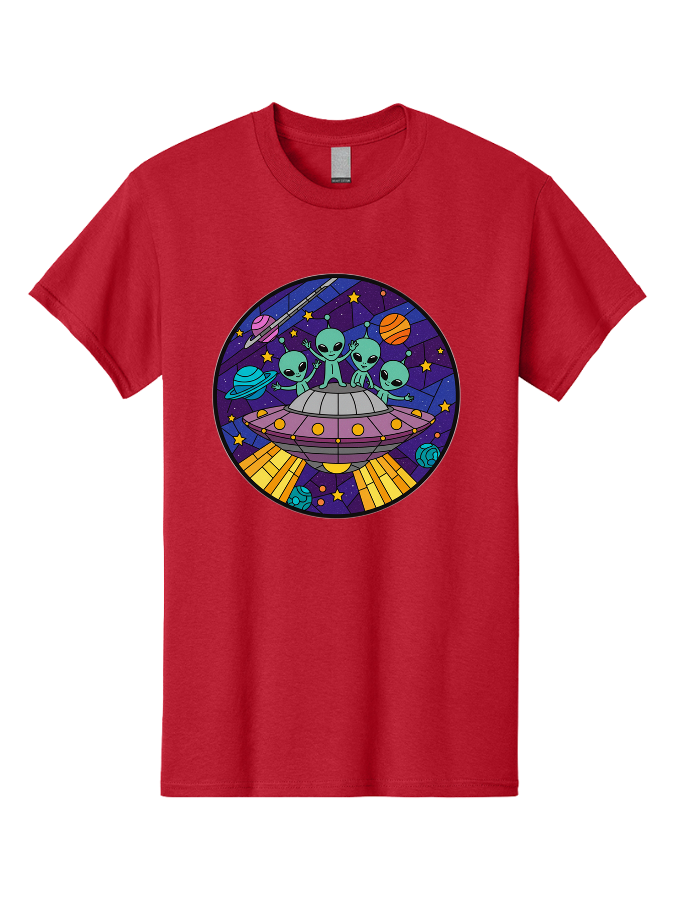Aliens-On-Ufo-1 Men'S Graphic Tee, 100% Cotton, Comfortable Casual Summer Wear, Machine Washable, Aliens On A Spaceship, Cartoon Aliens, Ufo Sighting, Extraterrestrial Life, Space Travel, Planetary Exploration, Intergalactic Adventure, Bab639 7