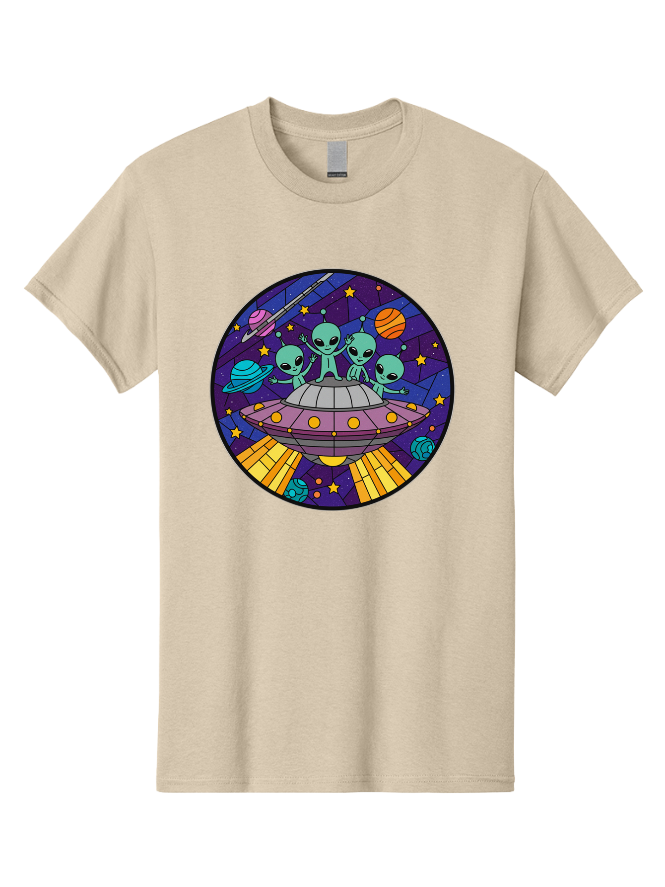 Aliens-On-Ufo-1 Men'S Graphic Tee, 100% Cotton, Comfortable Casual Summer Wear, Machine Washable, Aliens On A Spaceship, Cartoon Aliens, Ufo Sighting, Extraterrestrial Life, Space Travel, Planetary Exploration, Intergalactic Adventure, Bab639 12