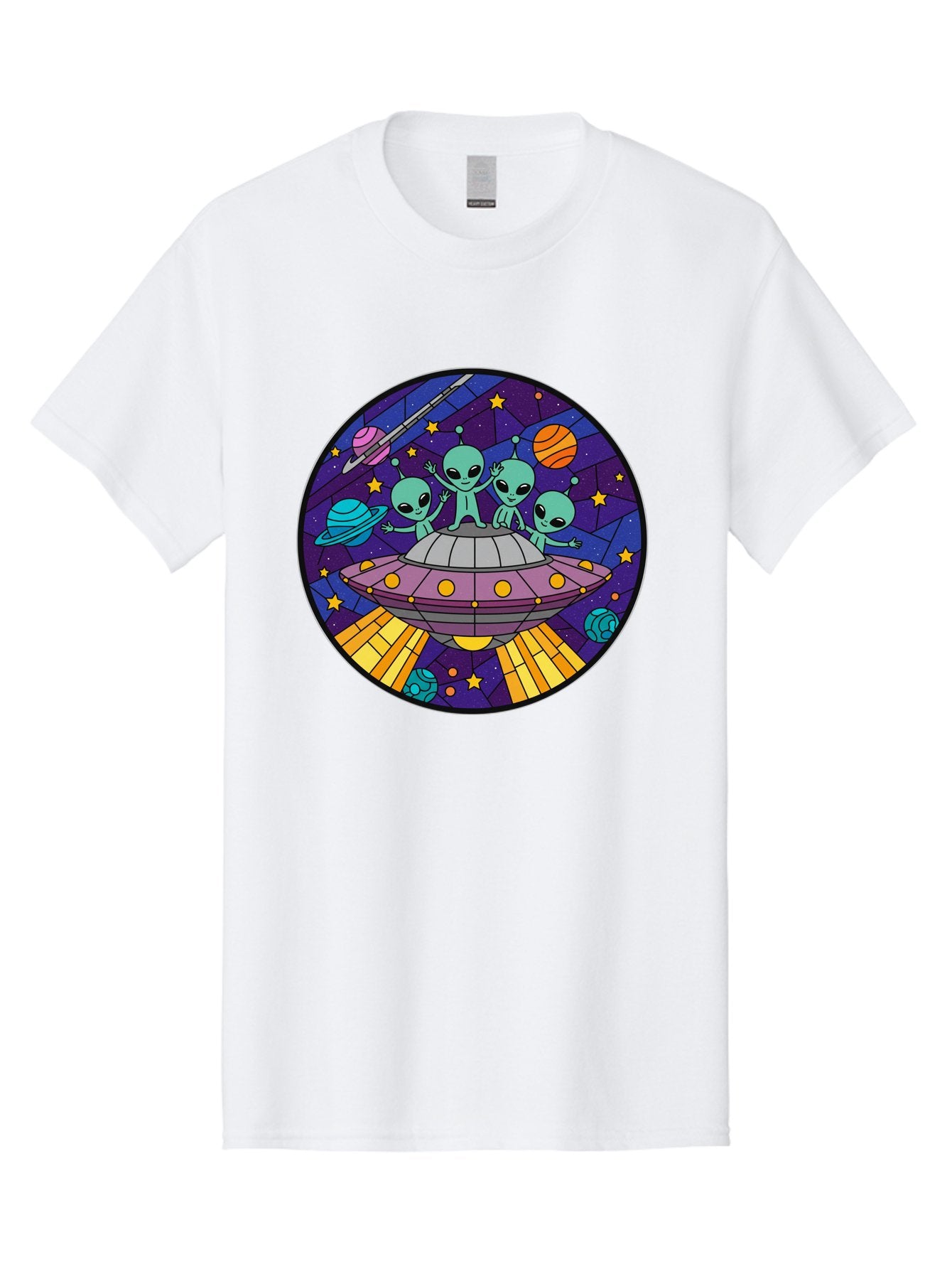 Aliens-On-Ufo-1 Men'S Graphic Tee, 100% Cotton, Comfortable Casual Summer Wear, Machine Washable, Aliens On A Spaceship, Cartoon Aliens, Ufo Sighting, Extraterrestrial Life, Space Travel, Planetary Exploration, Intergalactic Adventure, Bab639 12