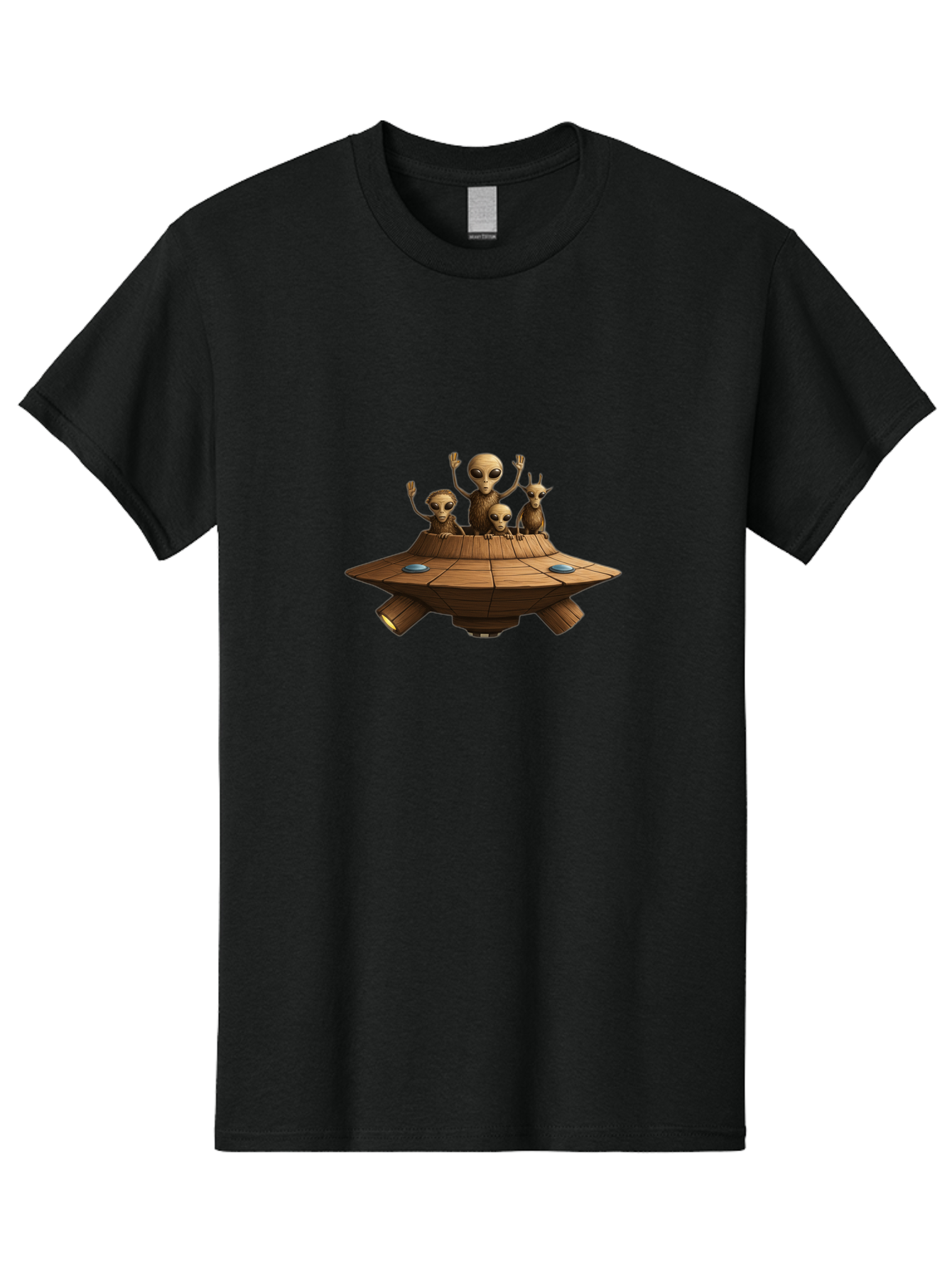 Aliens-On-Ufo-2 Men'S Graphic Tee, 100% Cotton, Comfortable Casual Summer Wear, Machine Washable, Aliens On Spaceship, Ufo Sighting, Extraterrestrial Life, Alien Family, Flying Saucer, Cartoon Style, Humorous Alien Encounter, Sci-Fi Humor, Bab640 7