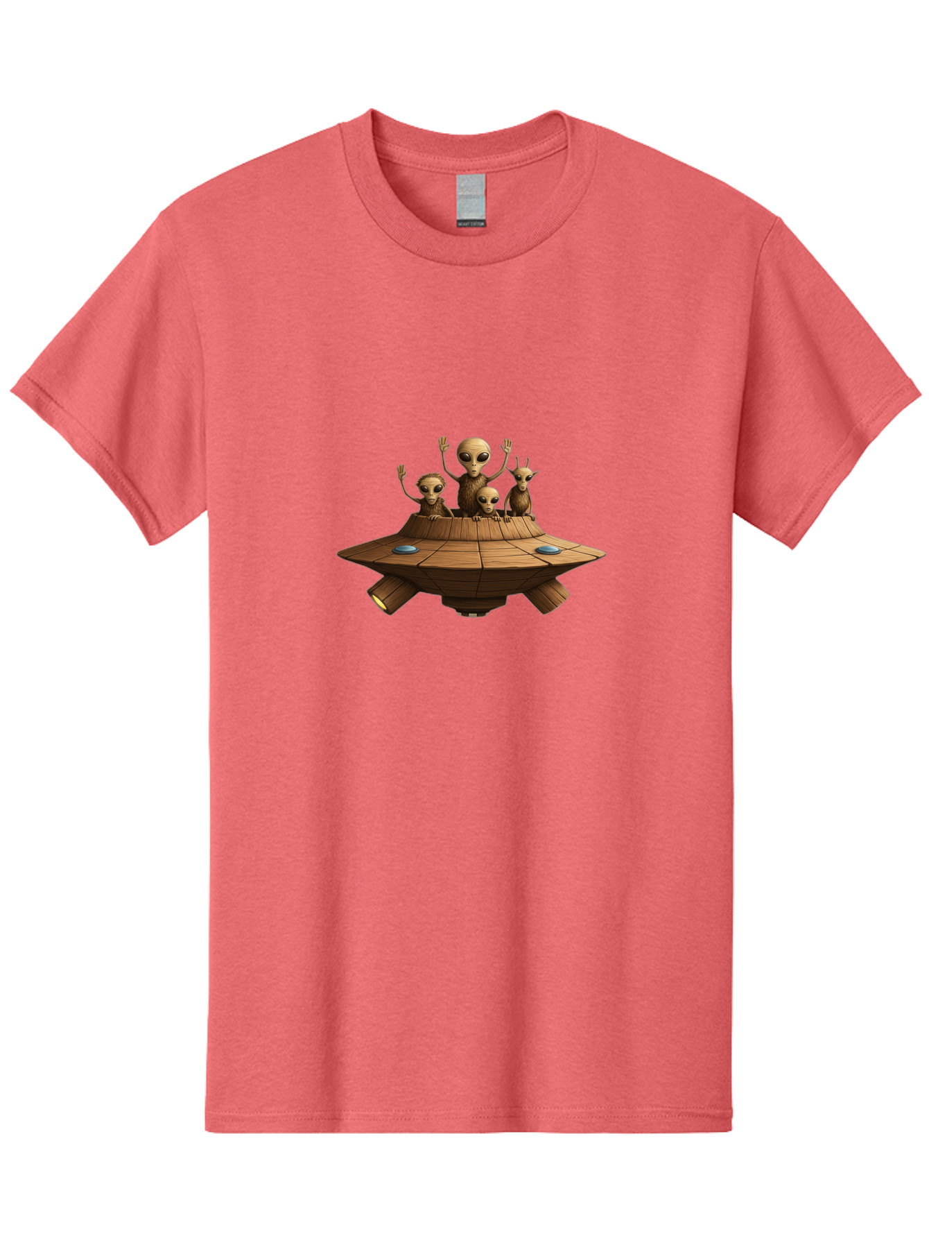 Aliens-On-Ufo-2 Men'S Graphic Tee, 100% Cotton, Comfortable Casual Summer Wear, Machine Washable, Aliens On Spaceship, Ufo Sighting, Extraterrestrial Life, Alien Family, Flying Saucer, Cartoon Style, Humorous Alien Encounter, Sci-Fi Humor, Bab640 9