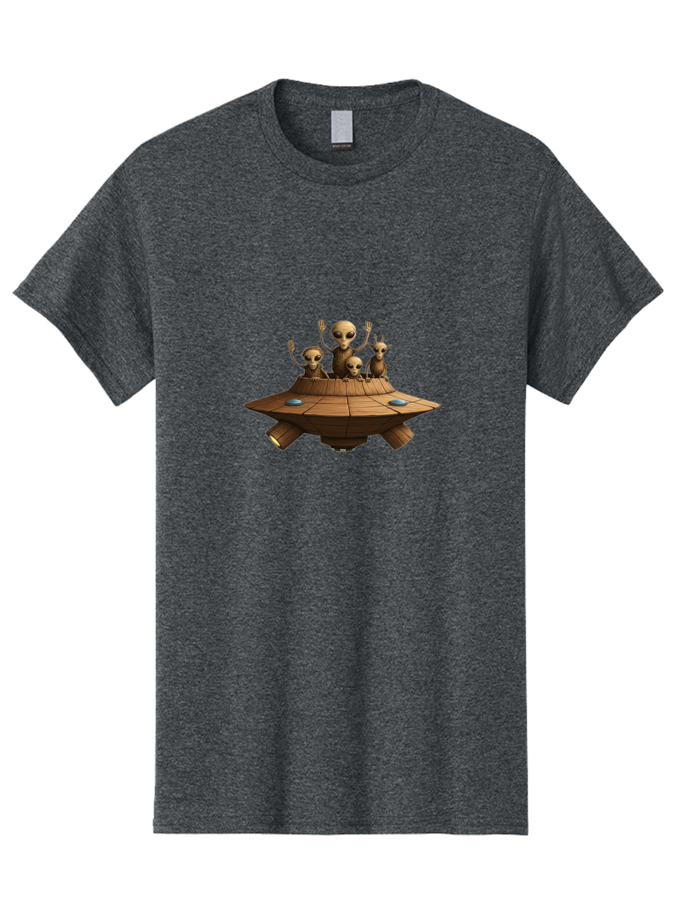 Aliens-On-Ufo-2 Men'S Graphic Tee, 100% Cotton, Comfortable Casual Summer Wear, Machine Washable, Aliens On Spaceship, Ufo Sighting, Extraterrestrial Life, Alien Family, Flying Saucer, Cartoon Style, Humorous Alien Encounter, Sci-Fi Humor, Bab640