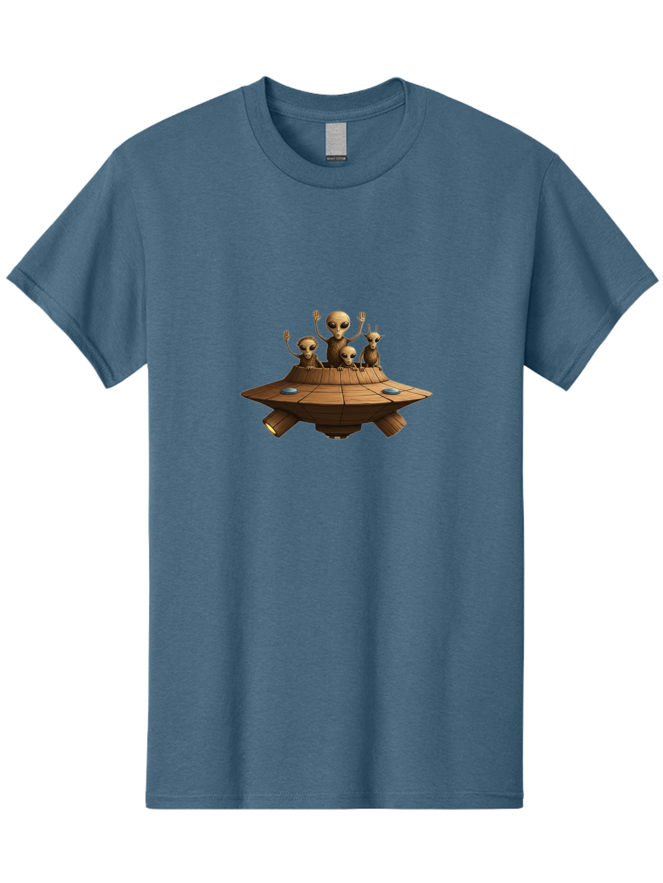 Aliens-On-Ufo-2 Men'S Graphic Tee, 100% Cotton, Comfortable Casual Summer Wear, Machine Washable, Aliens On Spaceship, Ufo Sighting, Extraterrestrial Life, Alien Family, Flying Saucer, Cartoon Style, Humorous Alien Encounter, Sci-Fi Humor, Bab640 4
