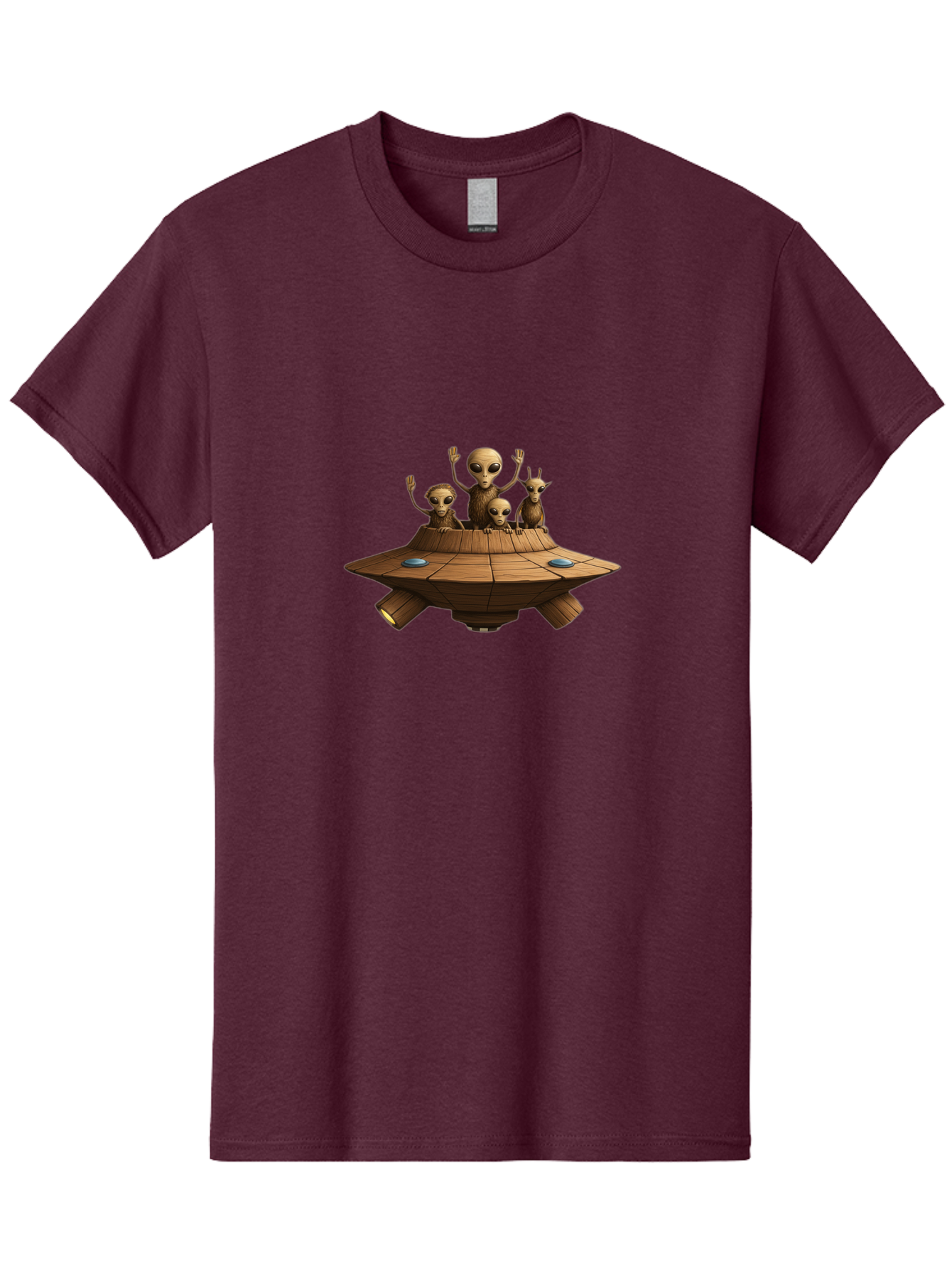 Aliens-On-Ufo-2 Men'S Graphic Tee, 100% Cotton, Comfortable Casual Summer Wear, Machine Washable, Aliens On Spaceship, Ufo Sighting, Extraterrestrial Life, Alien Family, Flying Saucer, Cartoon Style, Humorous Alien Encounter, Sci-Fi Humor, Bab640 11