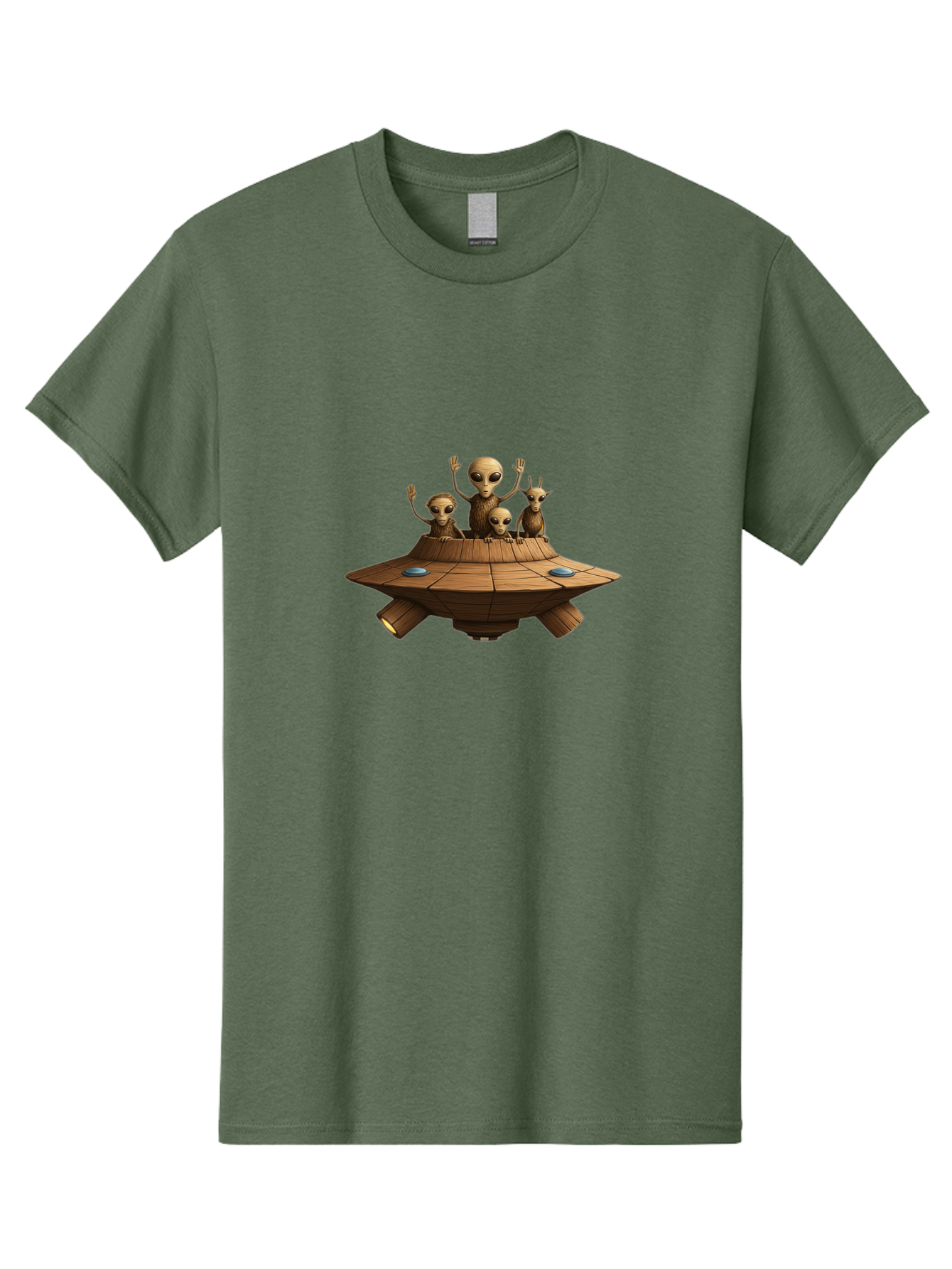 Aliens-On-Ufo-2 Men'S Graphic Tee, 100% Cotton, Comfortable Casual Summer Wear, Machine Washable, Aliens On Spaceship, Ufo Sighting, Extraterrestrial Life, Alien Family, Flying Saucer, Cartoon Style, Humorous Alien Encounter, Sci-Fi Humor, Bab640 6