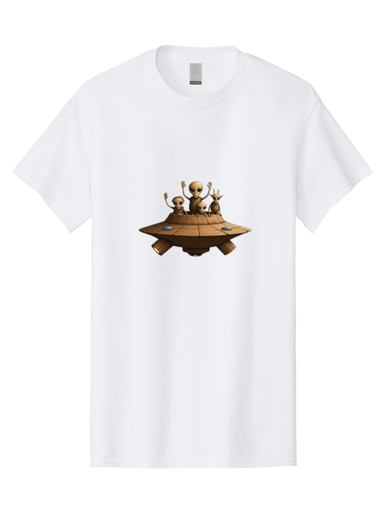Aliens-On-Ufo-2 Men'S Graphic Tee, 100% Cotton, Comfortable Casual Summer Wear, Machine Washable, Aliens On Spaceship, Ufo Sighting, Extraterrestrial Life, Alien Family, Flying Saucer, Cartoon Style, Humorous Alien Encounter, Sci-Fi Humor, Bab640 13