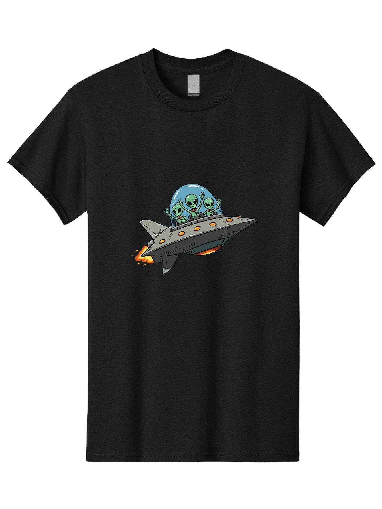 Aliens-On-Ufo-3 Men'S Graphic Tee, 100% Cotton, Comfortable Casual Summer Wear, Machine Washable, Cartoon Aliens, Grey Spaceship, Extraterrestrial Travel, Alien Adventure, Sci-Fi, Futuristic, Space Exploration, Friendly Aliens, Bab641 9