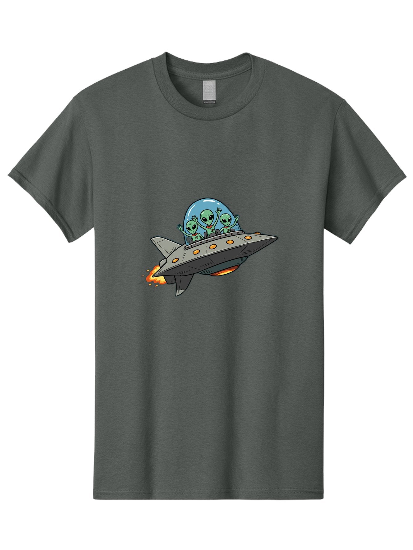 Aliens-On-Ufo-3 Men'S Graphic Tee, 100% Cotton, Comfortable Casual Summer Wear, Machine Washable, Cartoon Aliens, Grey Spaceship, Extraterrestrial Travel, Alien Adventure, Sci-Fi, Futuristic, Space Exploration, Friendly Aliens, Bab641 3