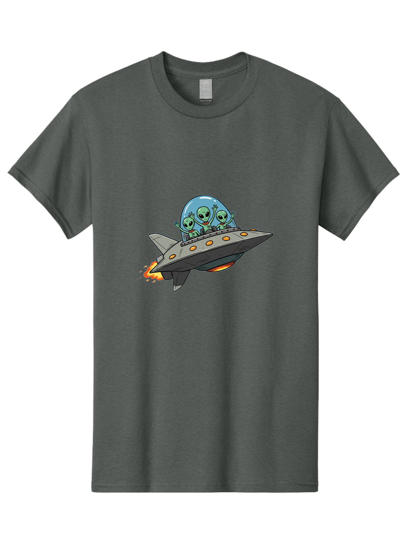Aliens-On-Ufo-3 Men'S Graphic Tee, 100% Cotton, Comfortable Casual Summer Wear, Machine Washable, Cartoon Aliens, Grey Spaceship, Extraterrestrial Travel, Alien Adventure, Sci-Fi, Futuristic, Space Exploration, Friendly Aliens, Bab641 9