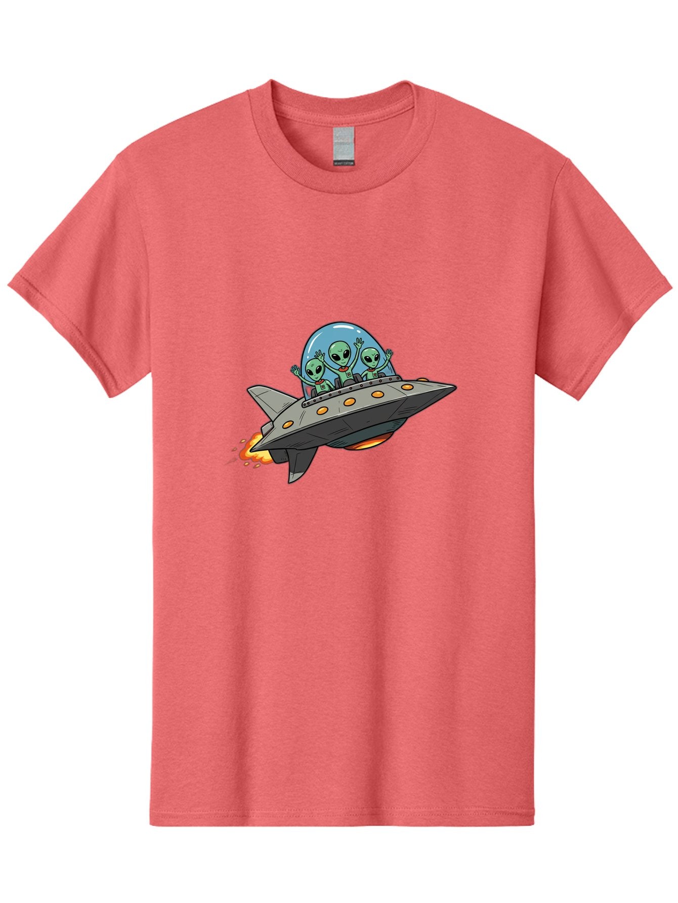 Aliens-On-Ufo-3 Men'S Graphic Tee, 100% Cotton, Comfortable Casual Summer Wear, Machine Washable, Cartoon Aliens, Grey Spaceship, Extraterrestrial Travel, Alien Adventure, Sci-Fi, Futuristic, Space Exploration, Friendly Aliens, Bab641 7