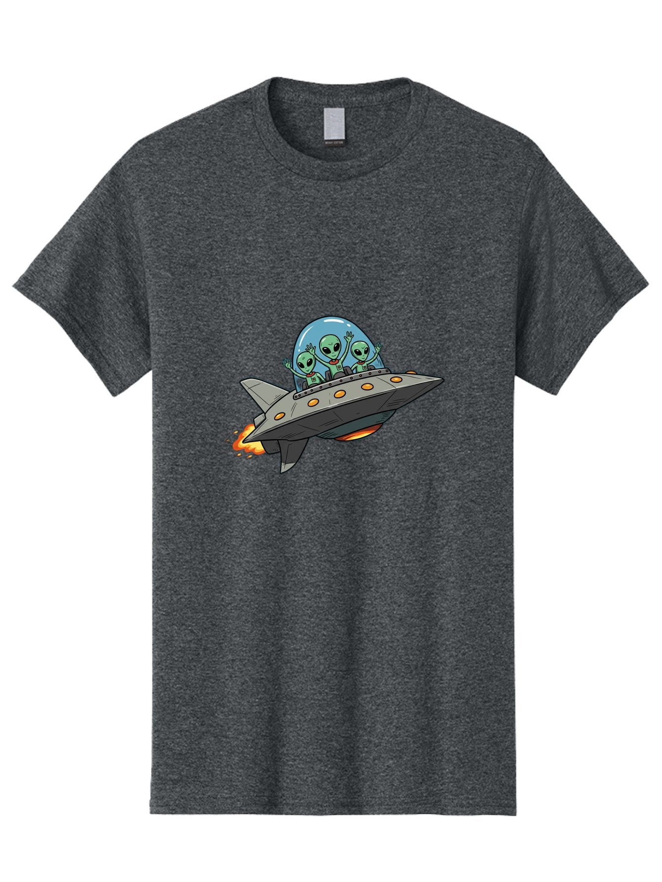 Aliens-On-Ufo-3 Men'S Graphic Tee, 100% Cotton, Comfortable Casual Summer Wear, Machine Washable, Cartoon Aliens, Grey Spaceship, Extraterrestrial Travel, Alien Adventure, Sci-Fi, Futuristic, Space Exploration, Friendly Aliens, Bab641 13