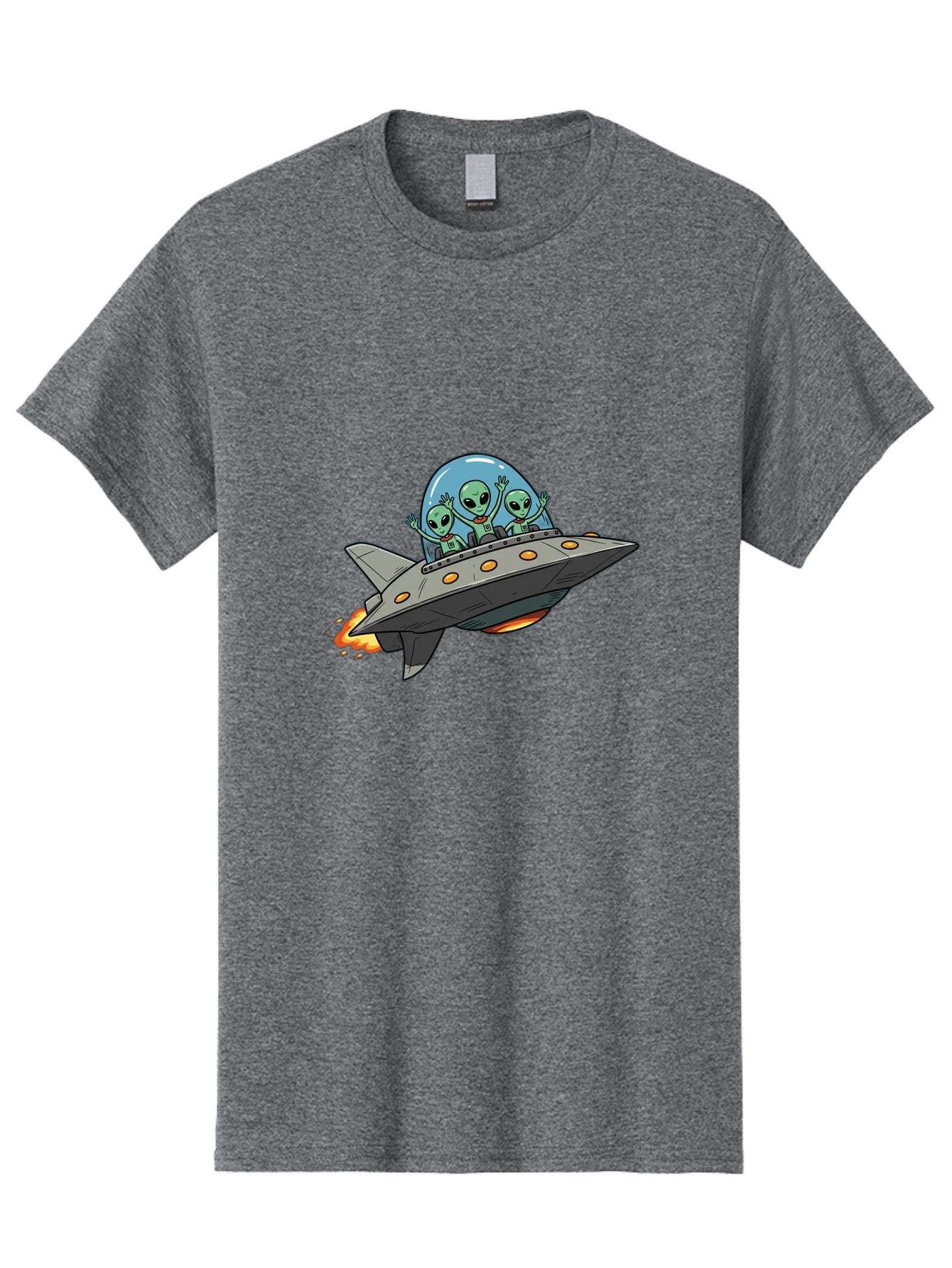 Aliens-On-Ufo-3 Men'S Graphic Tee, 100% Cotton, Comfortable Casual Summer Wear, Machine Washable, Cartoon Aliens, Grey Spaceship, Extraterrestrial Travel, Alien Adventure, Sci-Fi, Futuristic, Space Exploration, Friendly Aliens, Bab641 14