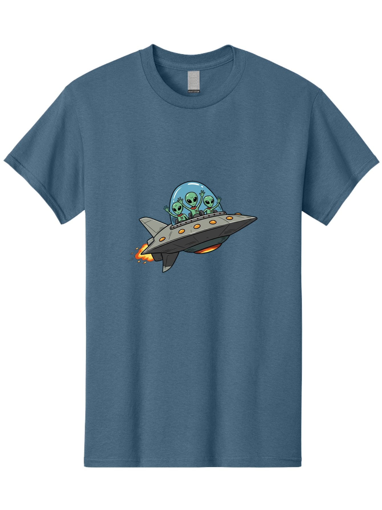 Aliens-On-Ufo-3 Men'S Graphic Tee, 100% Cotton, Comfortable Casual Summer Wear, Machine Washable, Cartoon Aliens, Grey Spaceship, Extraterrestrial Travel, Alien Adventure, Sci-Fi, Futuristic, Space Exploration, Friendly Aliens, Bab641 8