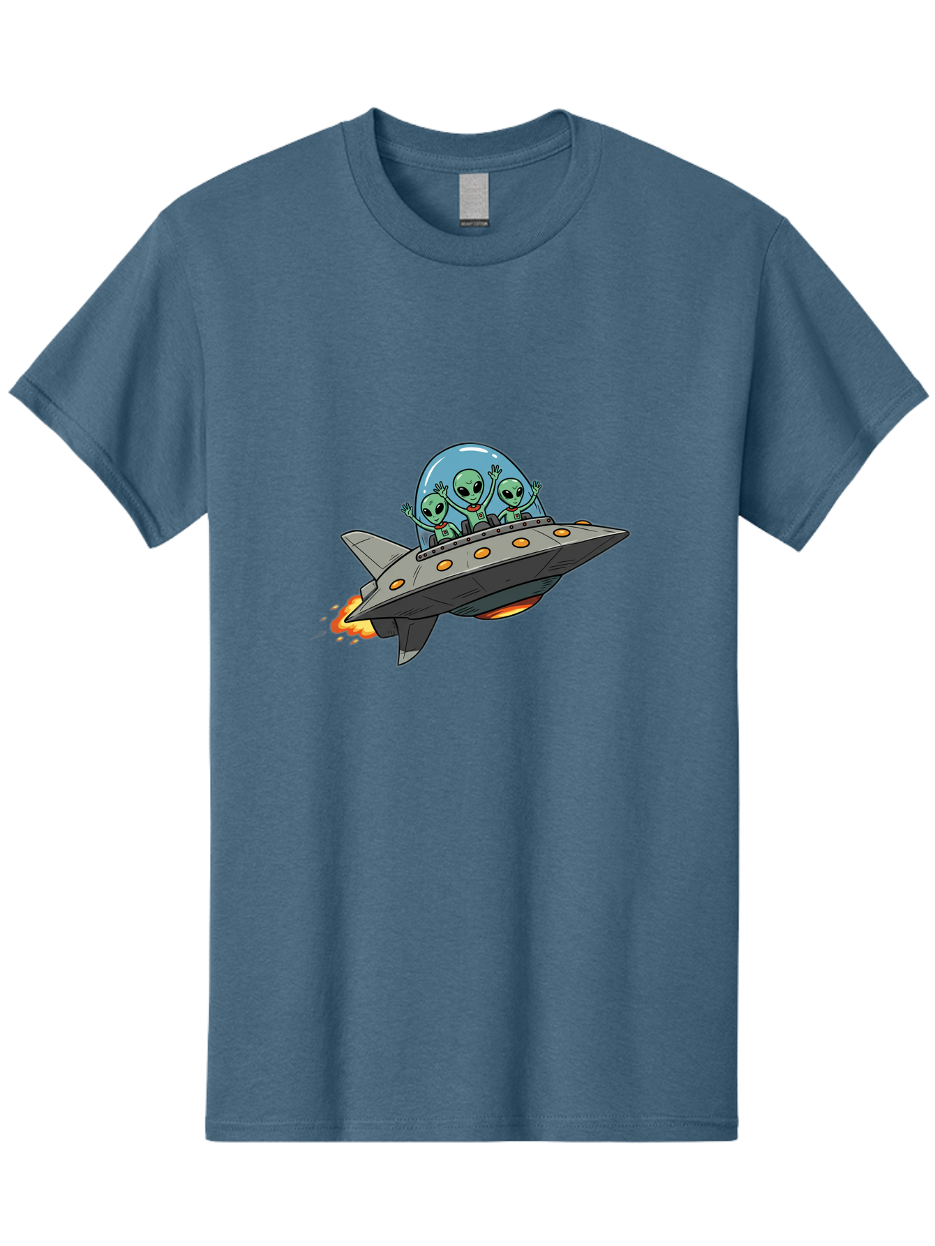 Aliens-On-Ufo-3 Men'S Graphic Tee, 100% Cotton, Comfortable Casual Summer Wear, Machine Washable, Cartoon Aliens, Grey Spaceship, Extraterrestrial Travel, Alien Adventure, Sci-Fi, Futuristic, Space Exploration, Friendly Aliens, Bab641 6