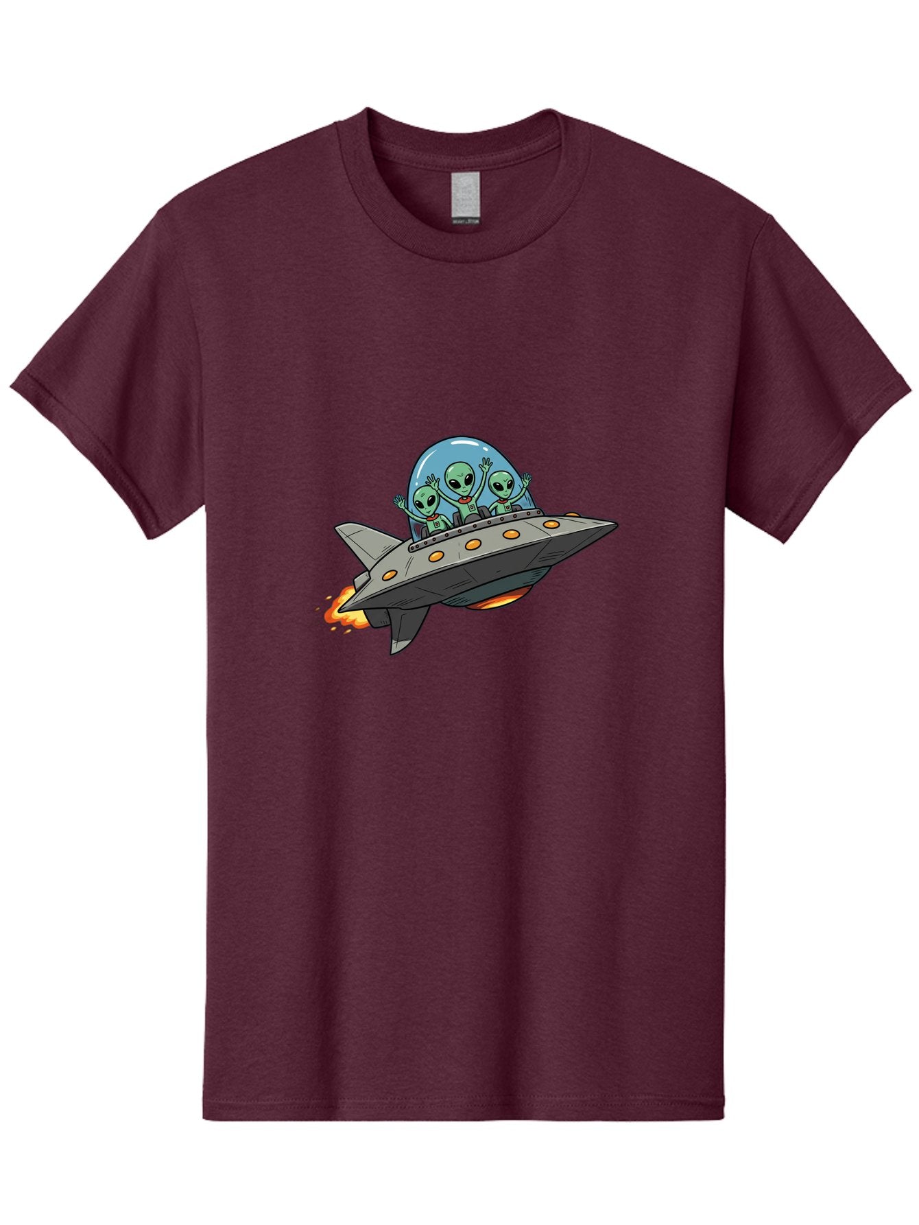 Aliens-On-Ufo-3 Men'S Graphic Tee, 100% Cotton, Comfortable Casual Summer Wear, Machine Washable, Cartoon Aliens, Grey Spaceship, Extraterrestrial Travel, Alien Adventure, Sci-Fi, Futuristic, Space Exploration, Friendly Aliens, Bab641 6