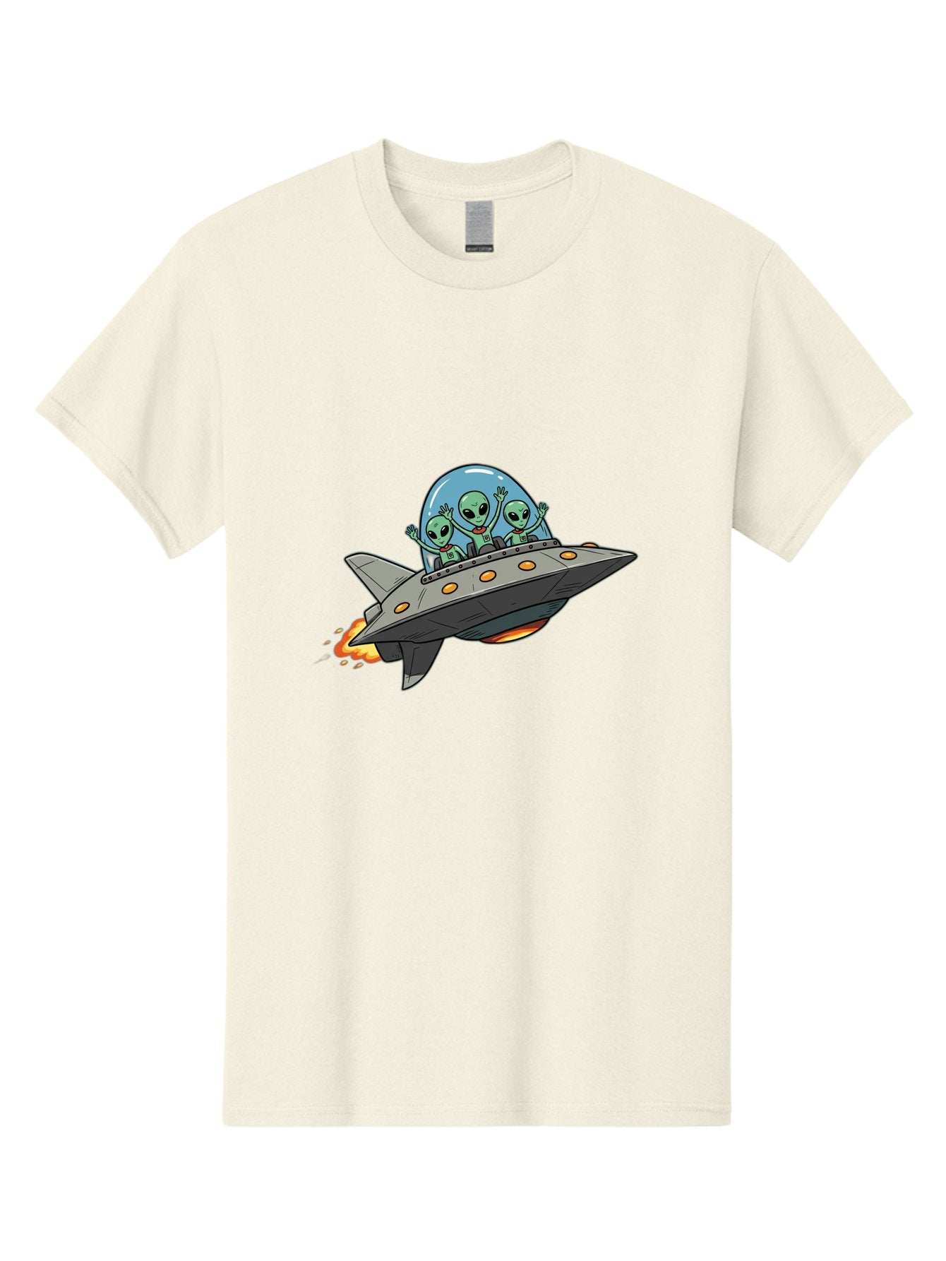 Aliens-On-Ufo-3 Men'S Graphic Tee, 100% Cotton, Comfortable Casual Summer Wear, Machine Washable, Cartoon Aliens, Grey Spaceship, Extraterrestrial Travel, Alien Adventure, Sci-Fi, Futuristic, Space Exploration, Friendly Aliens, Bab641 15