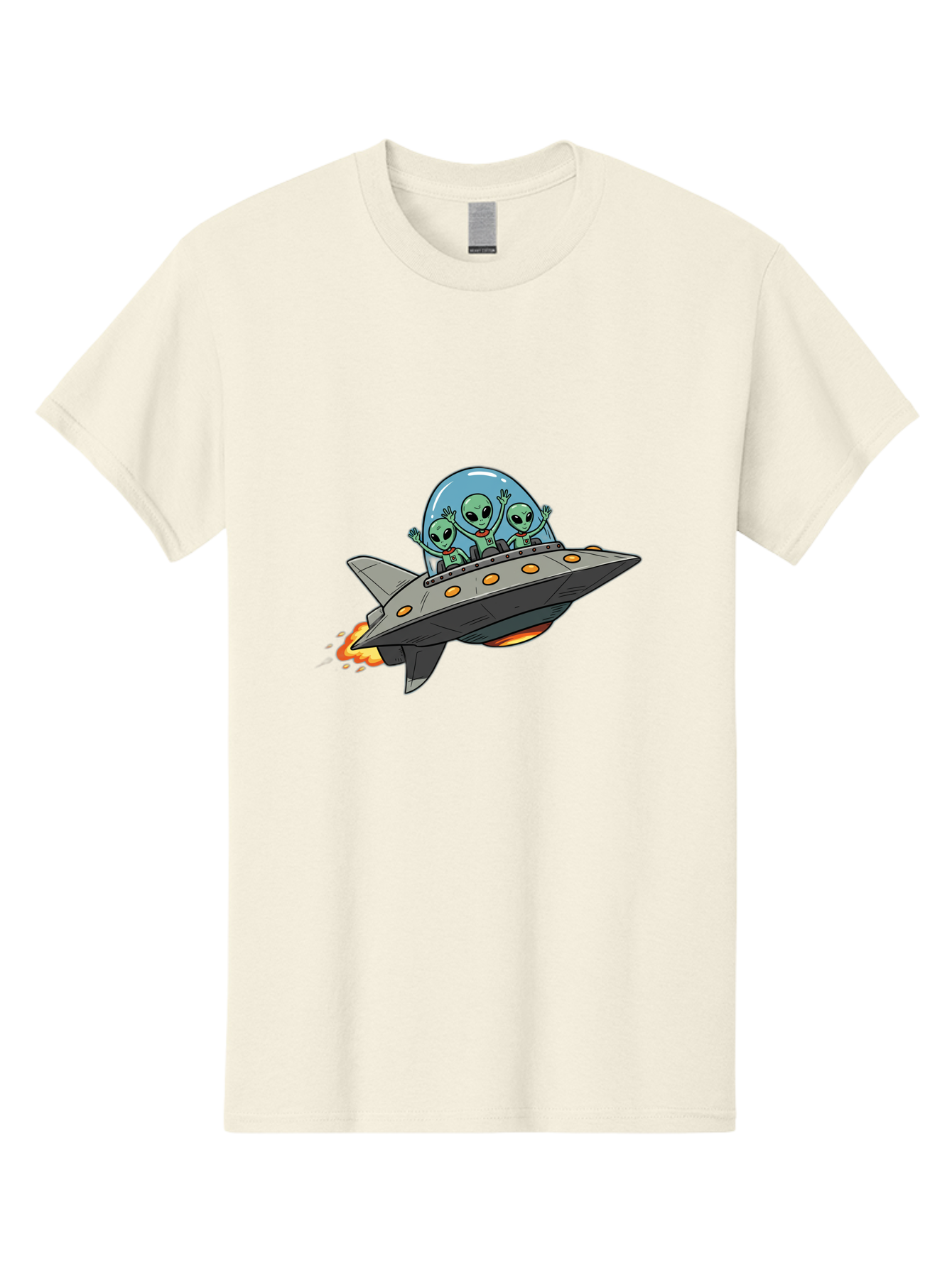 Aliens-On-Ufo-3 Men'S Graphic Tee, 100% Cotton, Comfortable Casual Summer Wear, Machine Washable, Cartoon Aliens, Grey Spaceship, Extraterrestrial Travel, Alien Adventure, Sci-Fi, Futuristic, Space Exploration, Friendly Aliens, Bab641