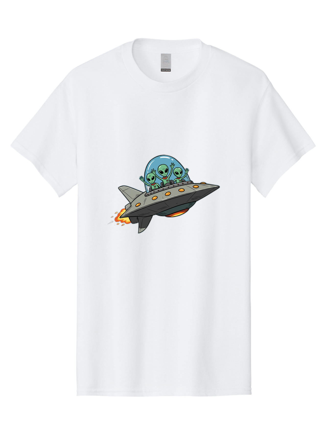Aliens-On-Ufo-3 Men'S Graphic Tee, 100% Cotton, Comfortable Casual Summer Wear, Machine Washable, Cartoon Aliens, Grey Spaceship, Extraterrestrial Travel, Alien Adventure, Sci-Fi, Futuristic, Space Exploration, Friendly Aliens, Bab641 11
