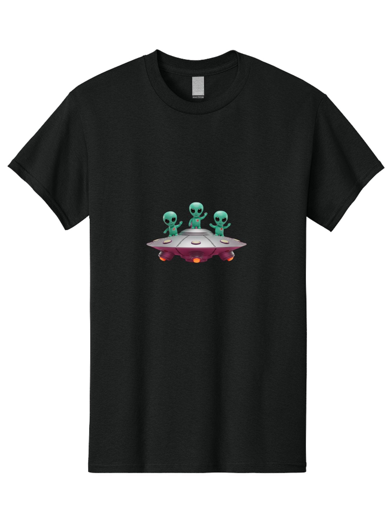 Aliens-On-Ufo Men'S Graphic Tee, 100% Cotton, Comfortable Casual Summer Wear, Machine Washable, Cartoon Aliens, Ufo Spaceship, Extraterrestrial Life, Science Fiction, Friendly Aliens, Outer Space, Futuristic Design, Glowing Lights, Bab642 5