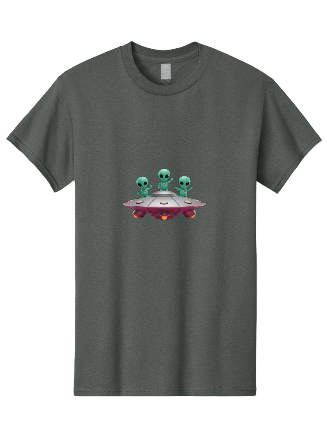Aliens-On-Ufo Men'S Graphic Tee, 100% Cotton, Comfortable Casual Summer Wear, Machine Washable, Cartoon Aliens, Ufo Spaceship, Extraterrestrial Life, Science Fiction, Friendly Aliens, Outer Space, Futuristic Design, Glowing Lights, Bab642 3