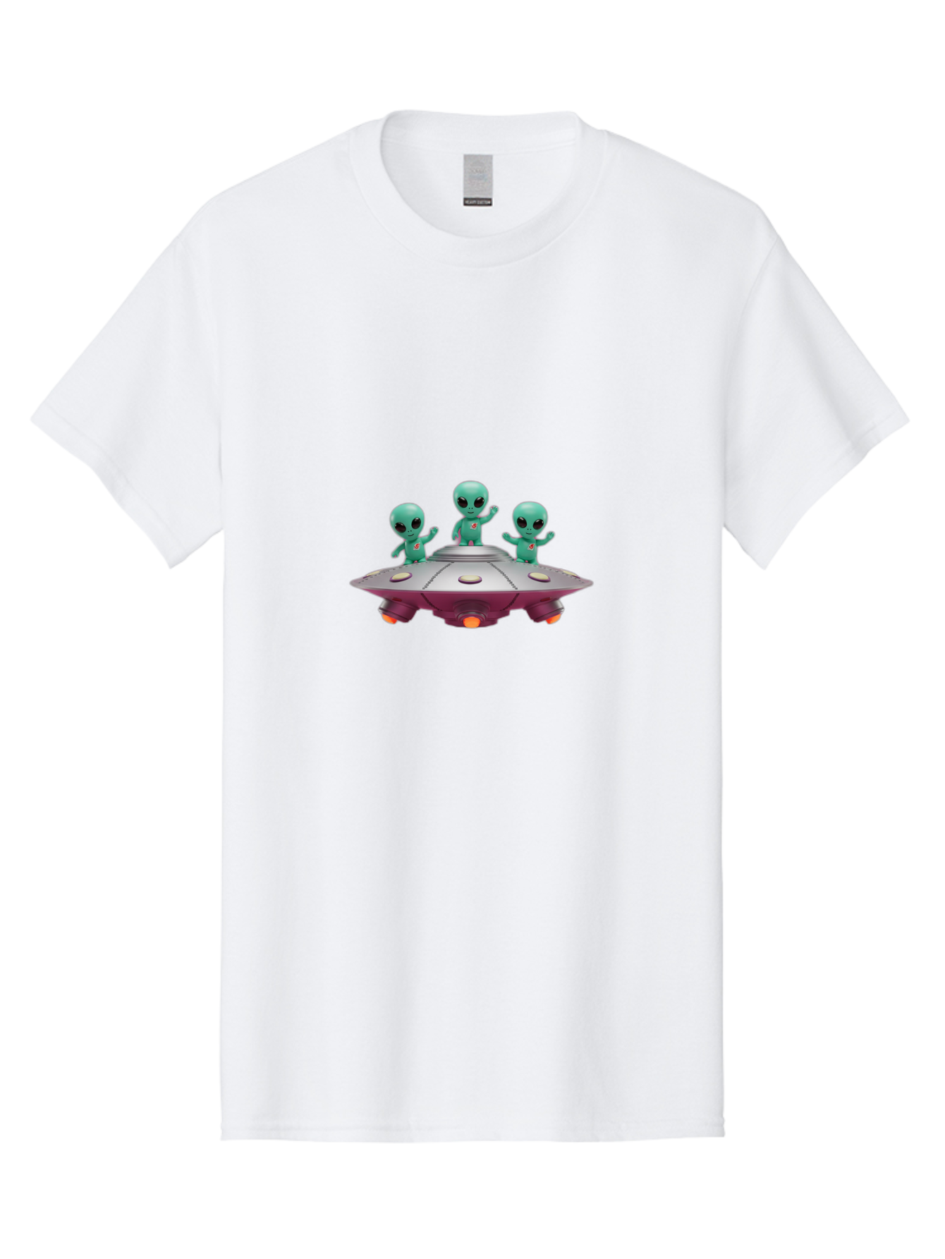 Aliens-On-Ufo Men'S Graphic Tee, 100% Cotton, Comfortable Casual Summer Wear, Machine Washable, Cartoon Aliens, Ufo Spaceship, Extraterrestrial Life, Science Fiction, Friendly Aliens, Outer Space, Futuristic Design, Glowing Lights, Bab642