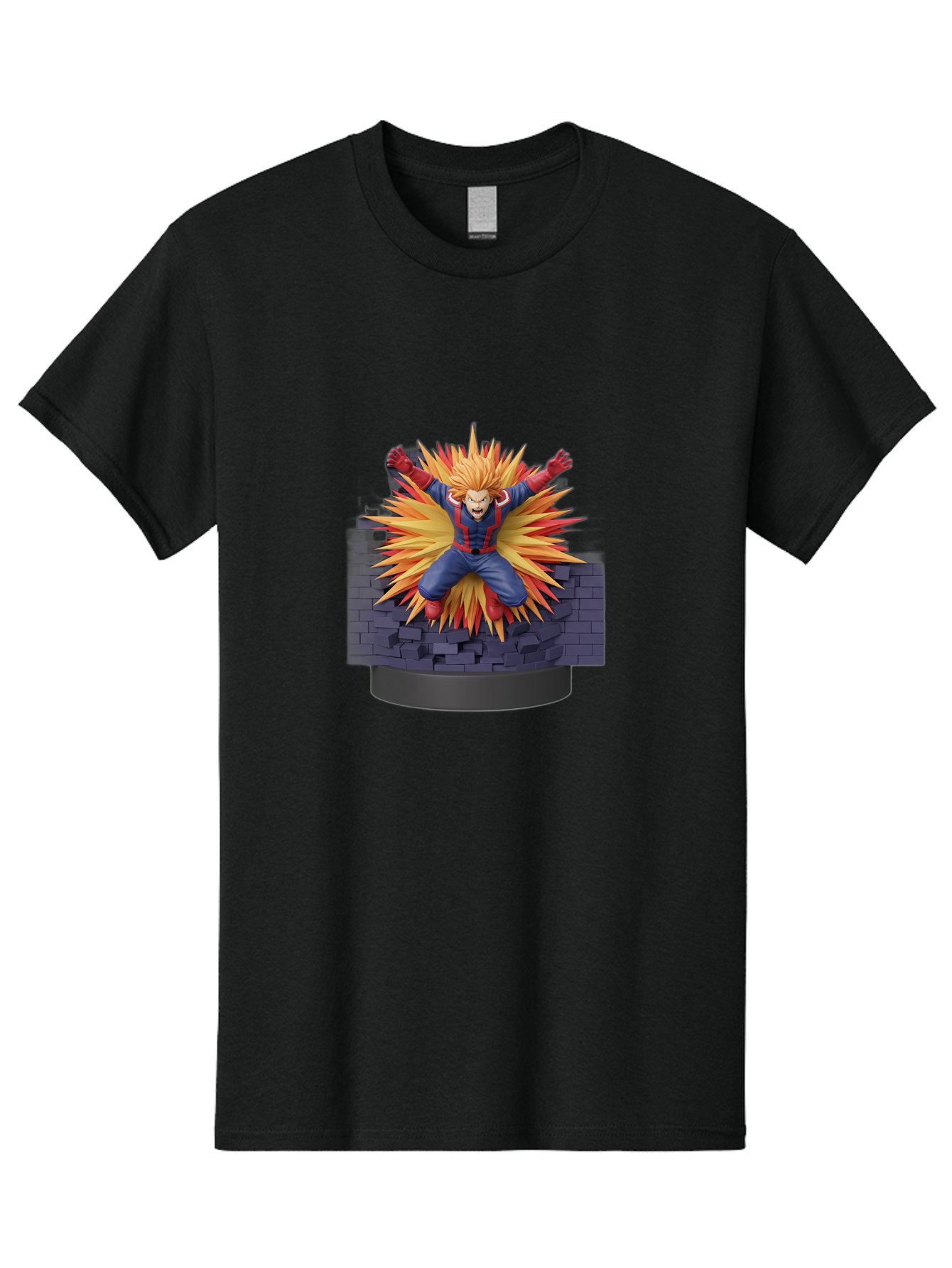All-Might Men'S Graphic Tee, 100% Cotton, Comfortable Casual Summer Wear, Machine Washable, Anime Figurine, Action Figure, All Might, My Hero Academia, Intense Expression, Dynamic Pose, Blue And Red Costume, Dramatic Explosion, 3D Model, Bab643 10