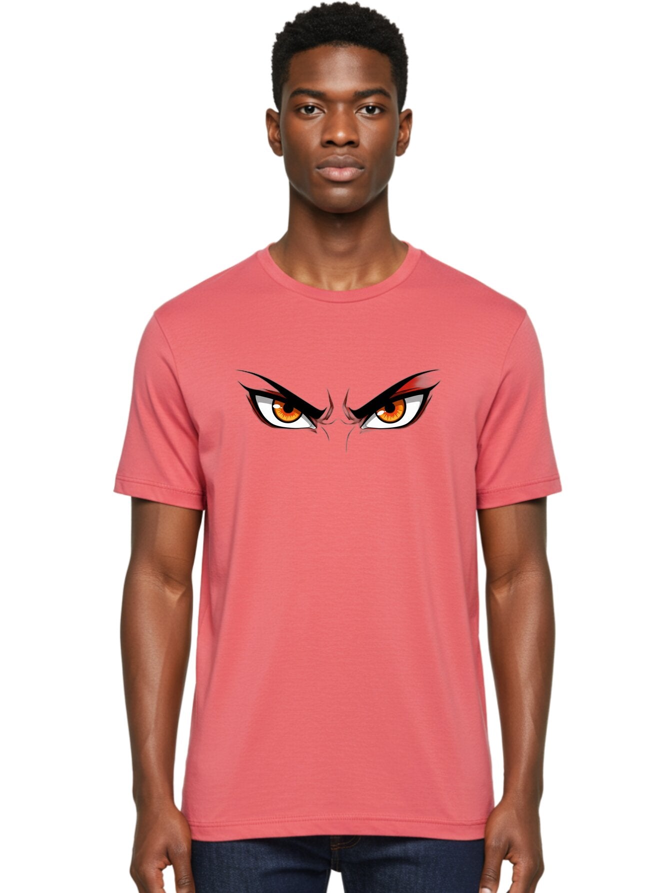 Angry-Eyes-1 Men'S Graphic Tee, 100% Cotton, Comfortable Casual Summer Wear, Machine Washable, Menacing Stare, Angry Eyes, Intense Gaze, Dramatic Eye Makeup, Anime Style, Cartoonish Illustration, Fierce Expression, Eye Contact Bab645 18