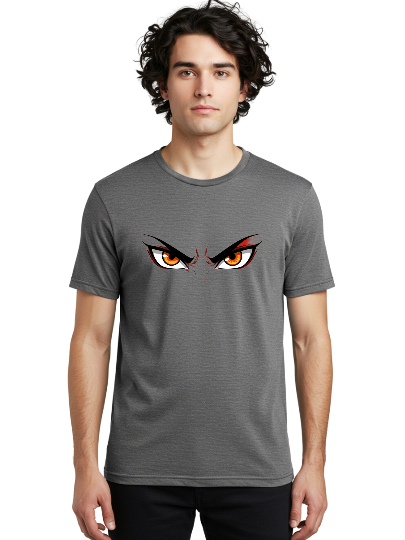Angry-Eyes-1 Men'S Graphic Tee, 100% Cotton, Comfortable Casual Summer Wear, Machine Washable, Menacing Stare, Angry Eyes, Intense Gaze, Dramatic Eye Makeup, Anime Style, Cartoonish Illustration, Fierce Expression, Eye Contact Bab645 28