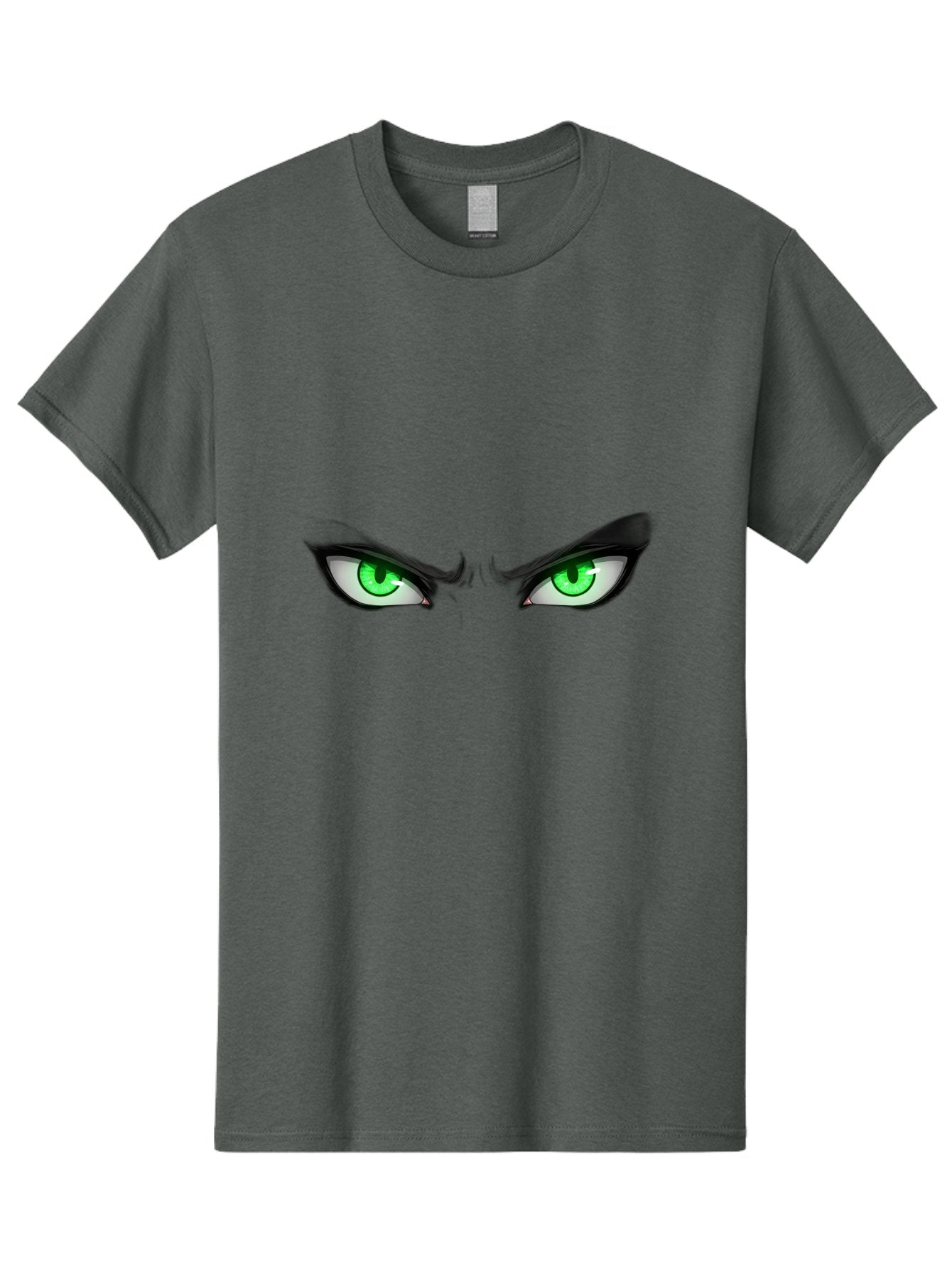 Angry-Eyes Men'S Graphic Tee, 100% Cotton, Comfortable Casual Summer Wear, Machine Washable, Menacing Stare, Intense Gaze, Green Eyes, Anime Style, Aggressive Expression, Bold Eyebrows, Cartoon Character, Dramatic Look Bab646 13