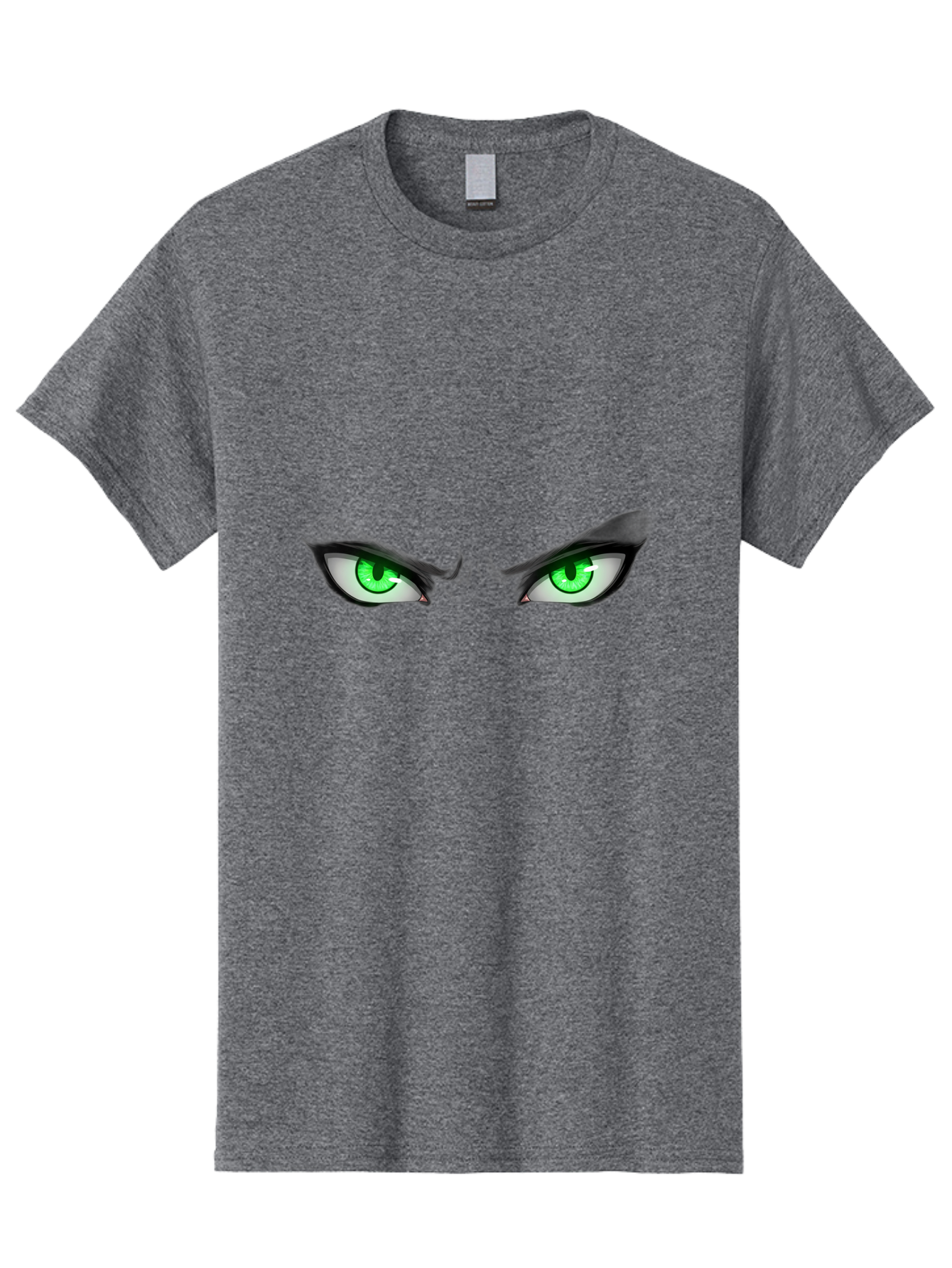 Angry-Eyes Men'S Graphic Tee, 100% Cotton, Comfortable Casual Summer Wear, Machine Washable, Menacing Stare, Intense Gaze, Green Eyes, Anime Style, Aggressive Expression, Bold Eyebrows, Cartoon Character, Dramatic Look Bab646