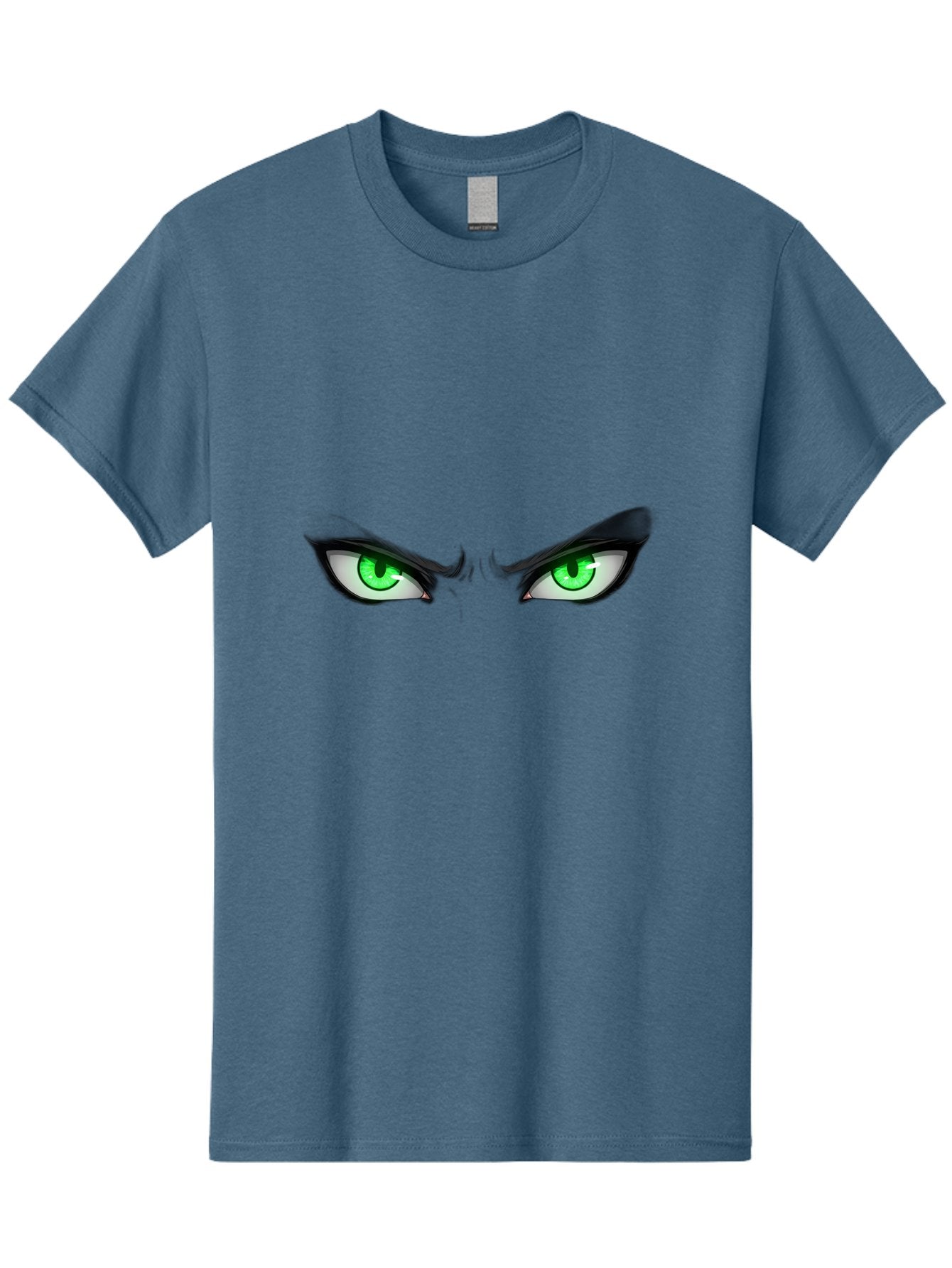 Angry-Eyes Men'S Graphic Tee, 100% Cotton, Comfortable Casual Summer Wear, Machine Washable, Menacing Stare, Intense Gaze, Green Eyes, Anime Style, Aggressive Expression, Bold Eyebrows, Cartoon Character, Dramatic Look Bab646 12