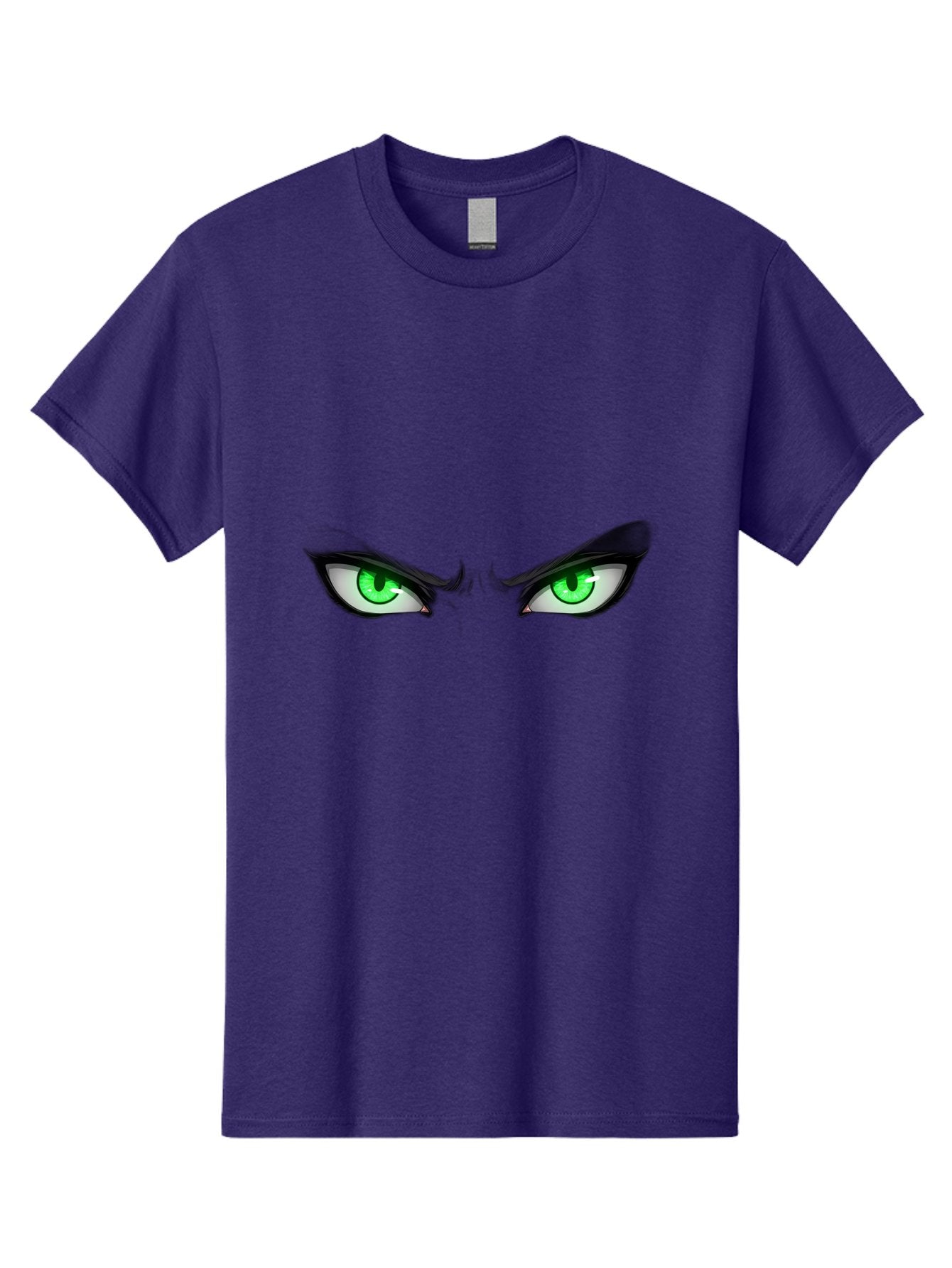 Angry-Eyes Men'S Graphic Tee, 100% Cotton, Comfortable Casual Summer Wear, Machine Washable, Menacing Stare, Intense Gaze, Green Eyes, Anime Style, Aggressive Expression, Bold Eyebrows, Cartoon Character, Dramatic Look Bab646
