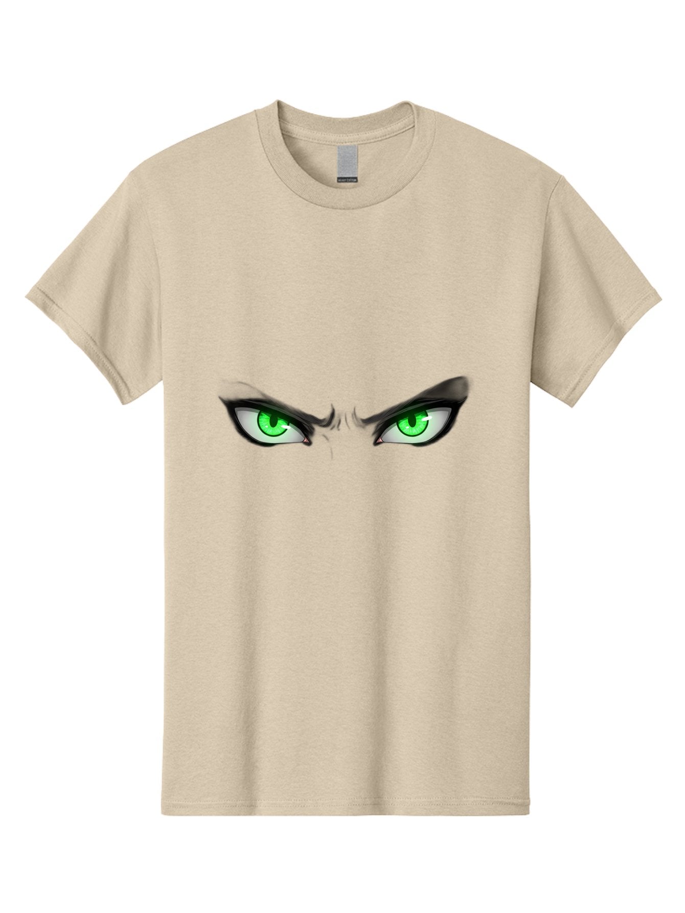 Angry-Eyes Men'S Graphic Tee, 100% Cotton, Comfortable Casual Summer Wear, Machine Washable, Menacing Stare, Intense Gaze, Green Eyes, Anime Style, Aggressive Expression, Bold Eyebrows, Cartoon Character, Dramatic Look Bab646 5