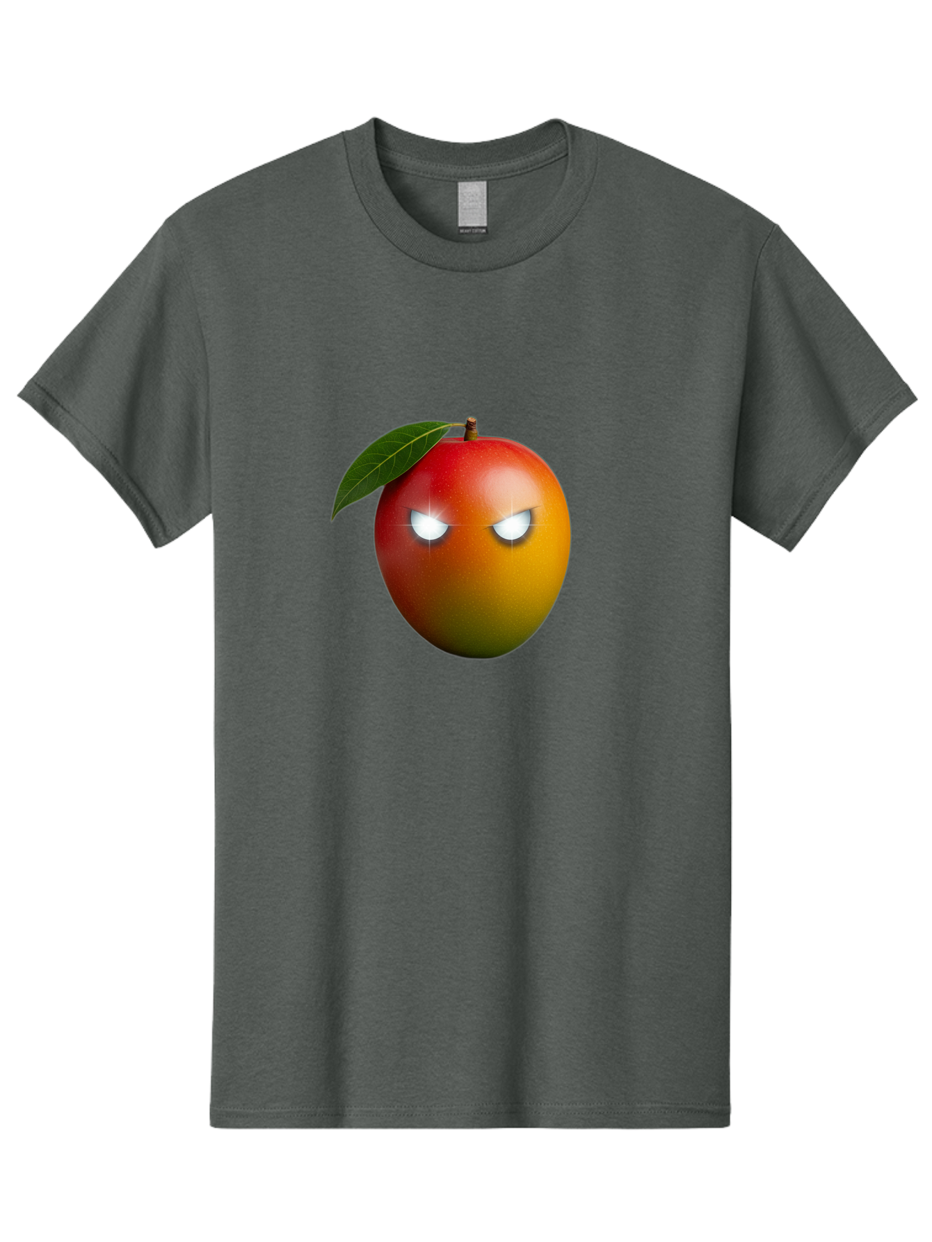 Angry-Mango Men'S Graphic Tee, 100% Cotton, Comfortable Casual Summer Wear, Machine Washable, Angry Mango Face, Mango Fruit, Cartoon Character, Aggressive Expression, Fruit Emoji, Vibrant Colors, Leafy Top, Fun Design, Playful Illustration, Bab647 14