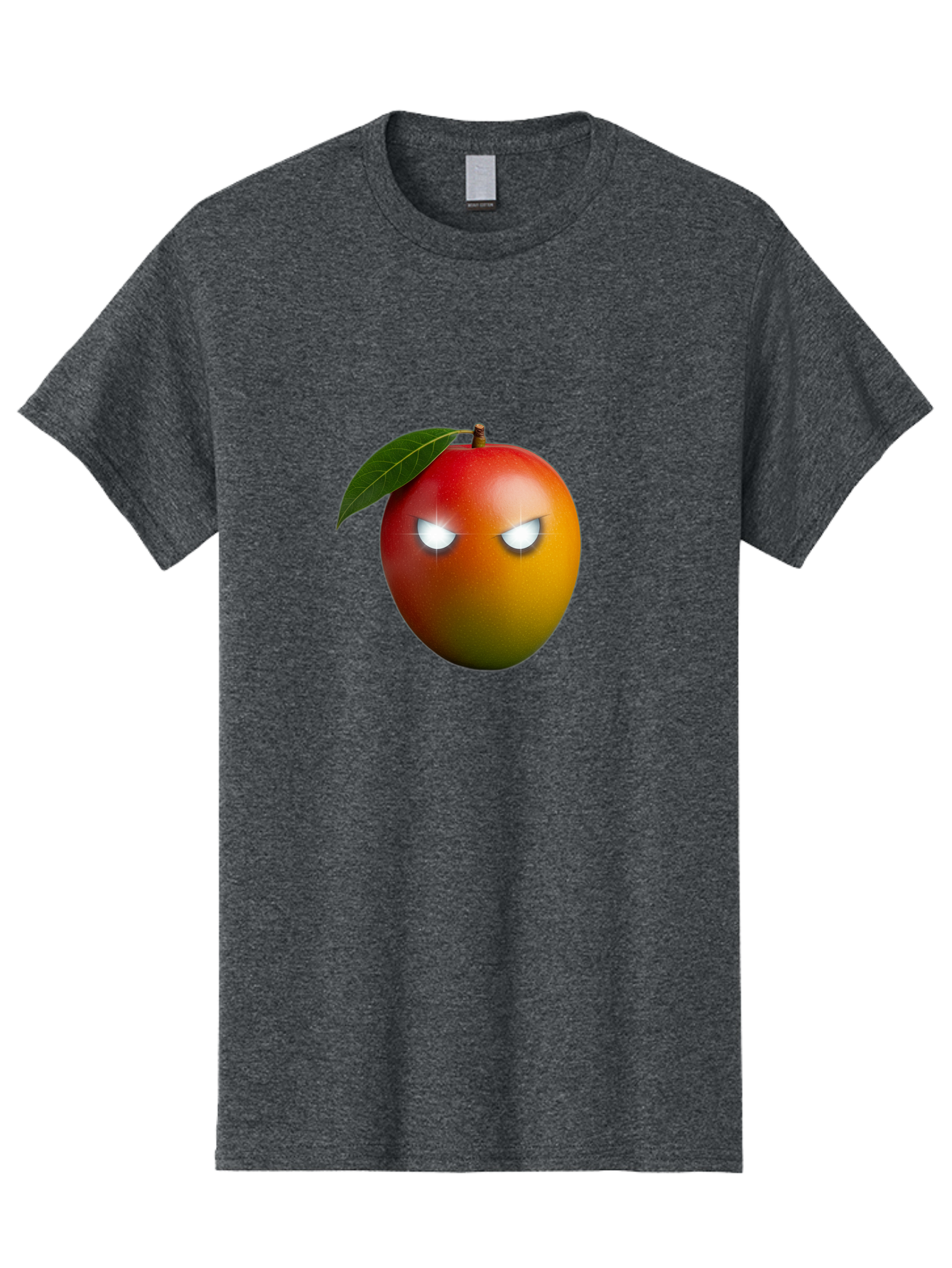 Angry-Mango Men'S Graphic Tee, 100% Cotton, Comfortable Casual Summer Wear, Machine Washable, Angry Mango Face, Mango Fruit, Cartoon Character, Aggressive Expression, Fruit Emoji, Vibrant Colors, Leafy Top, Fun Design, Playful Illustration, Bab647 11