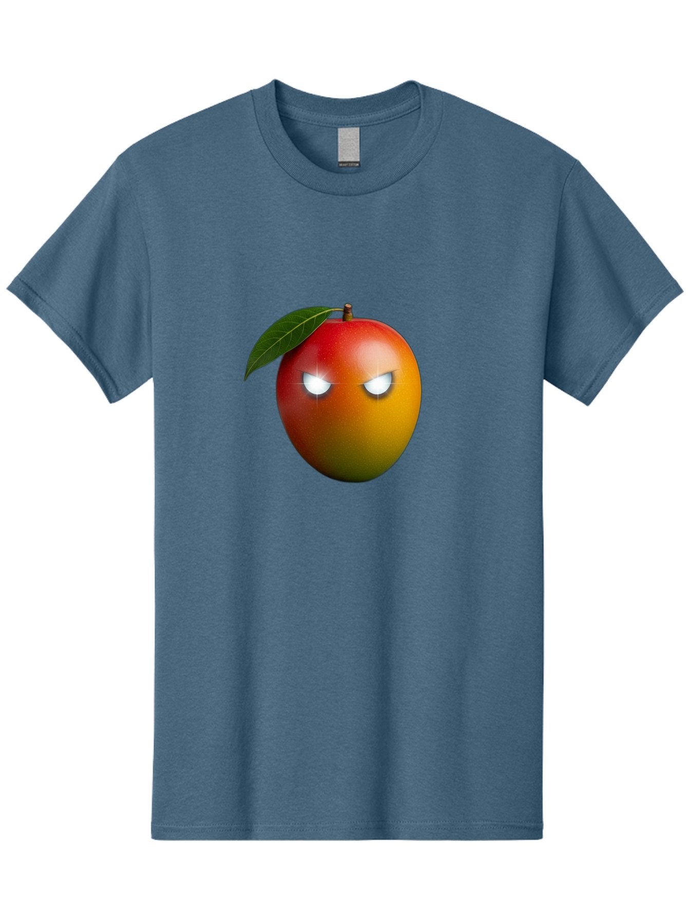 Angry-Mango Men'S Graphic Tee, 100% Cotton, Comfortable Casual Summer Wear, Machine Washable, Angry Mango Face, Mango Fruit, Cartoon Character, Aggressive Expression, Fruit Emoji, Vibrant Colors, Leafy Top, Fun Design, Playful Illustration, Bab647 9