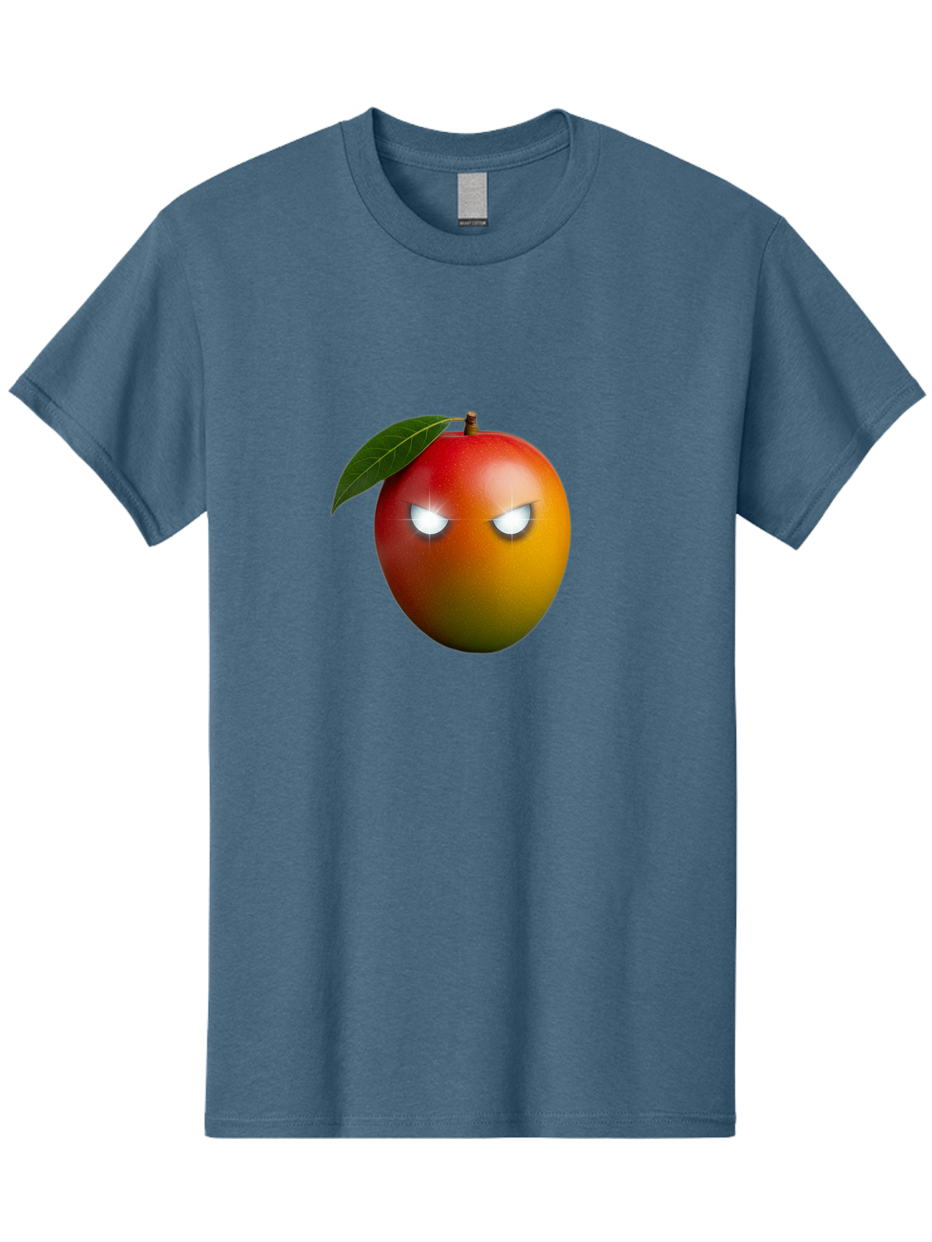 Angry-Mango Men'S Graphic Tee, 100% Cotton, Comfortable Casual Summer Wear, Machine Washable, Angry Mango Face, Mango Fruit, Cartoon Character, Aggressive Expression, Fruit Emoji, Vibrant Colors, Leafy Top, Fun Design, Playful Illustration, Bab647 5